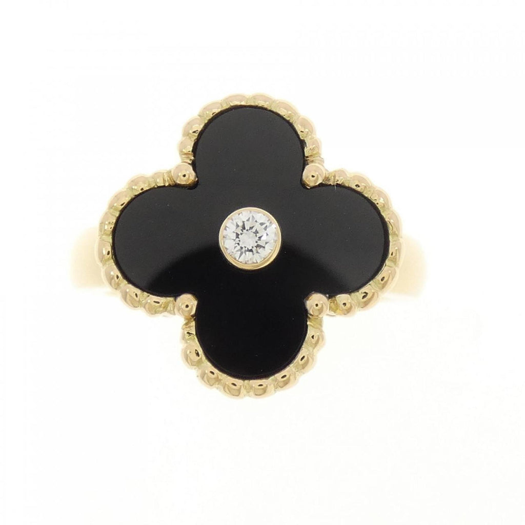 Vintage Alhambra Ring 18K Yellow Gold and Onyx