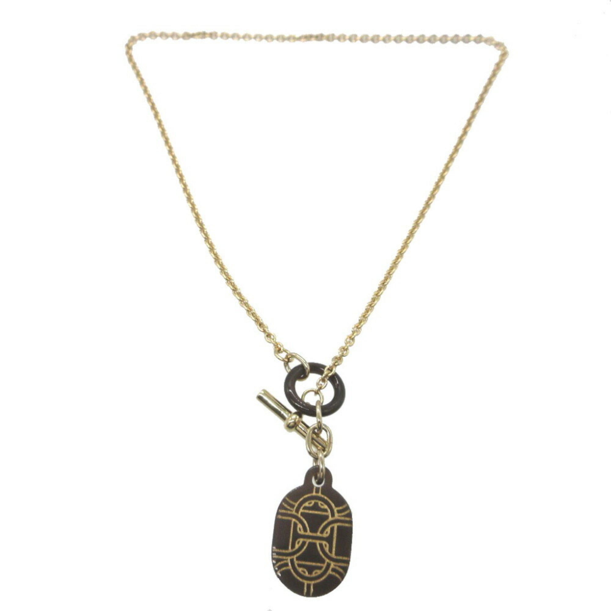 Pendant Necklace Metal Brown Gold