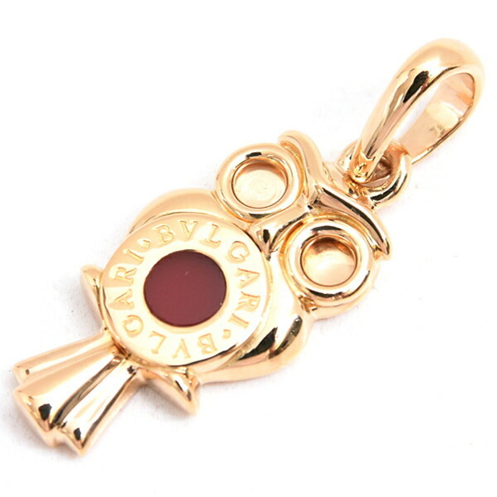 Owl Pendant Necklace 18K Yellow Gold with Carnelian