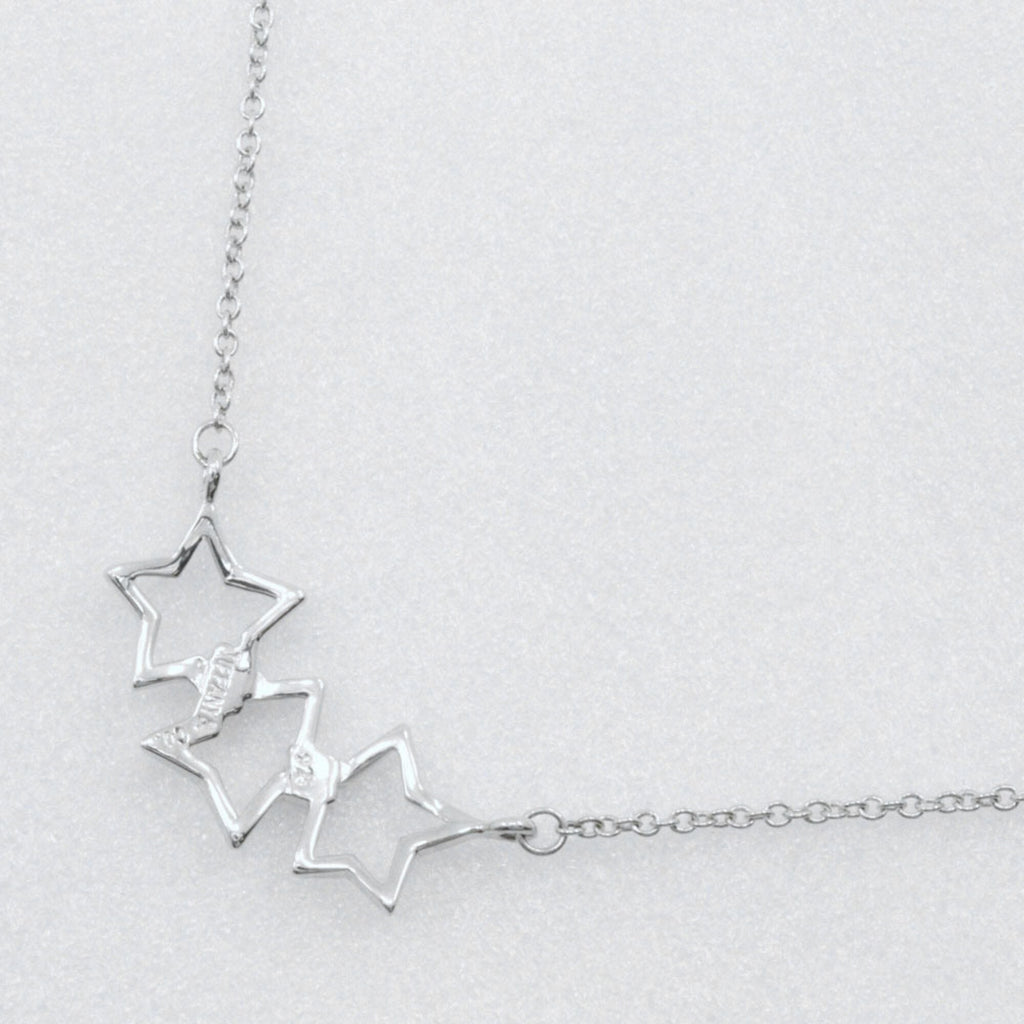 Triple Star Pendant Necklace Sterling Silver