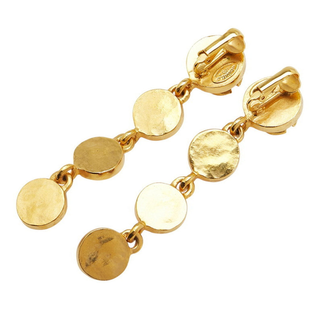 CC Logo Round Clip-On Earrings Metal Gold-Tone Metal