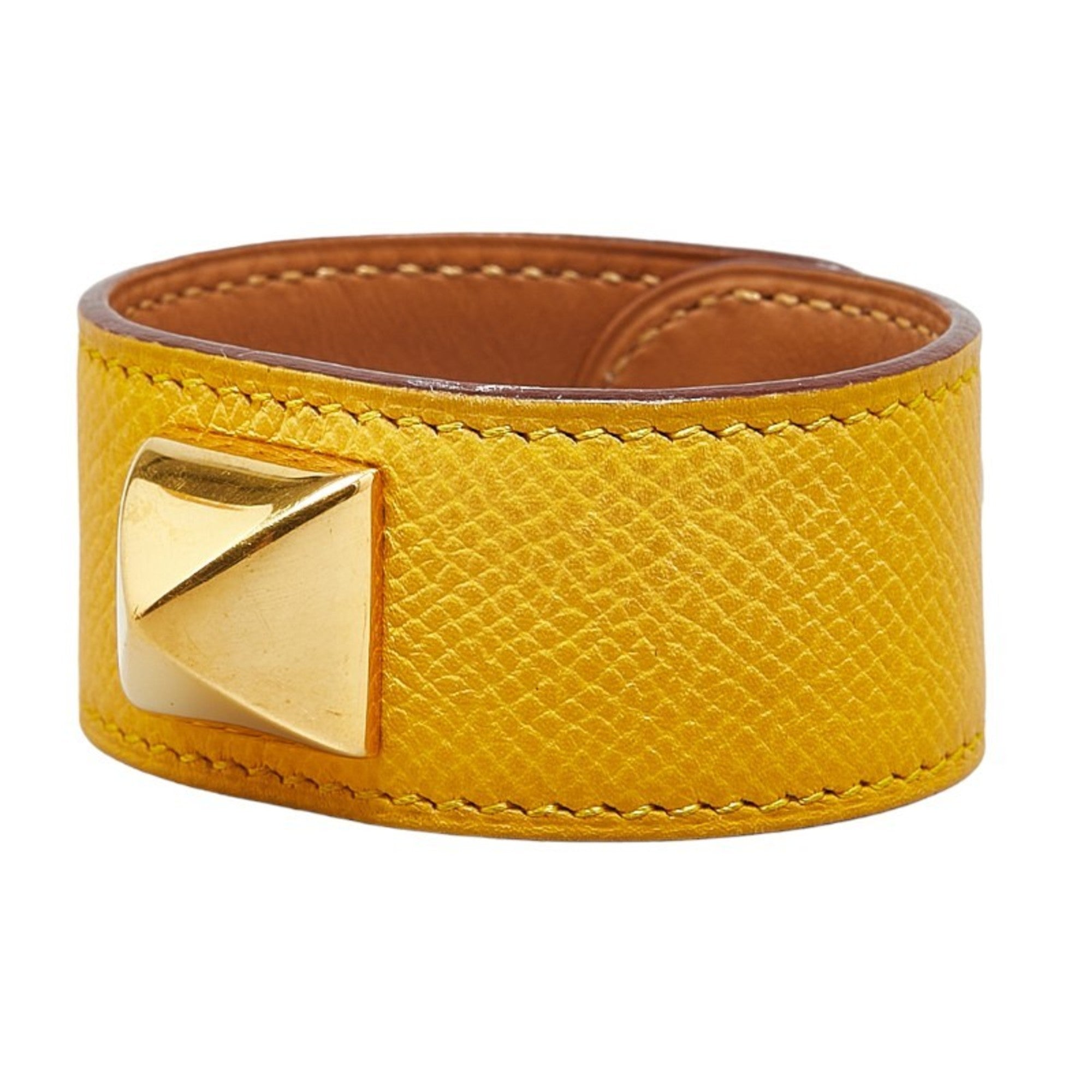 Bangle Bracelet Leather Black and Gold
