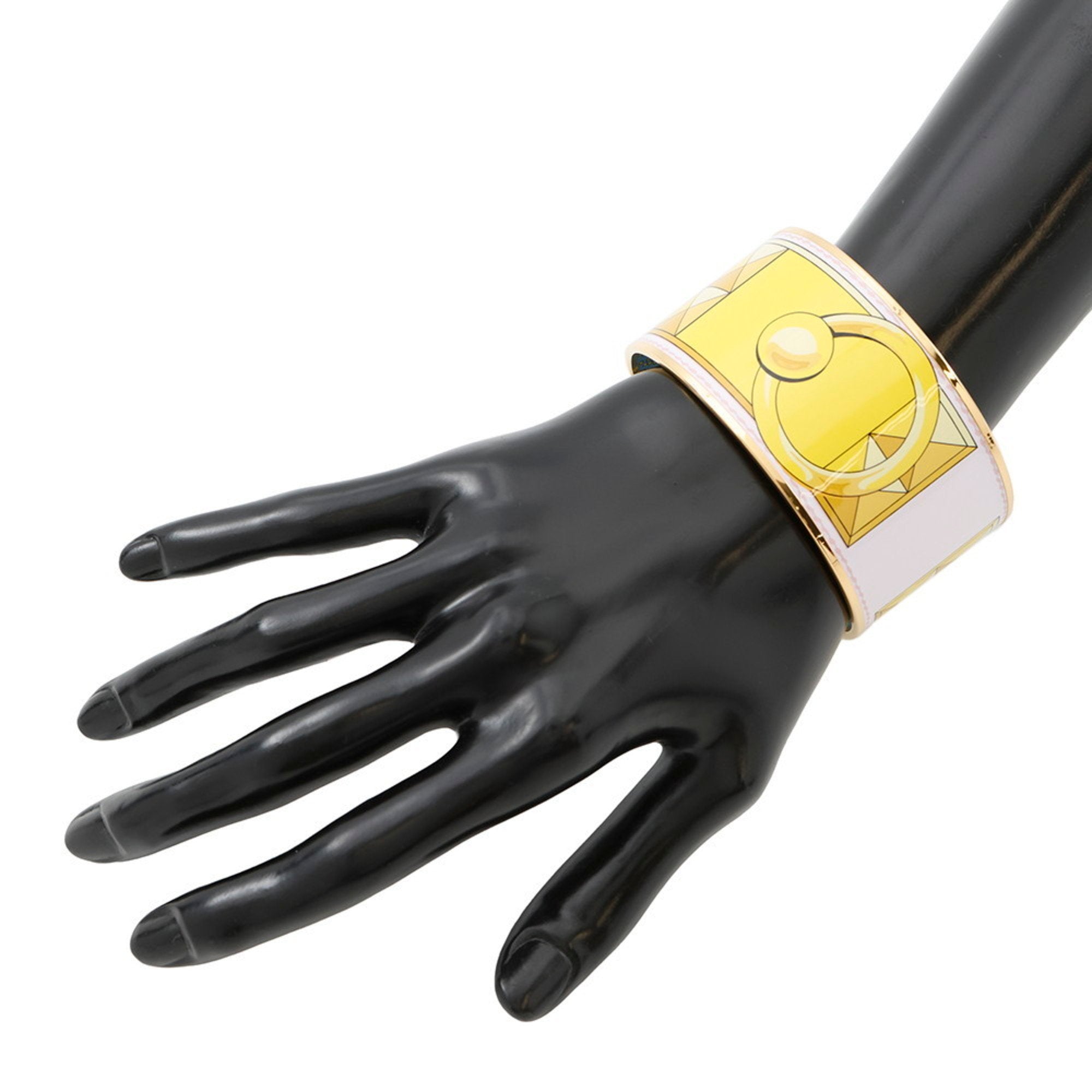 Collier de Chien Bangle Enamel Gold and Light Blue and Yellow Bracelet