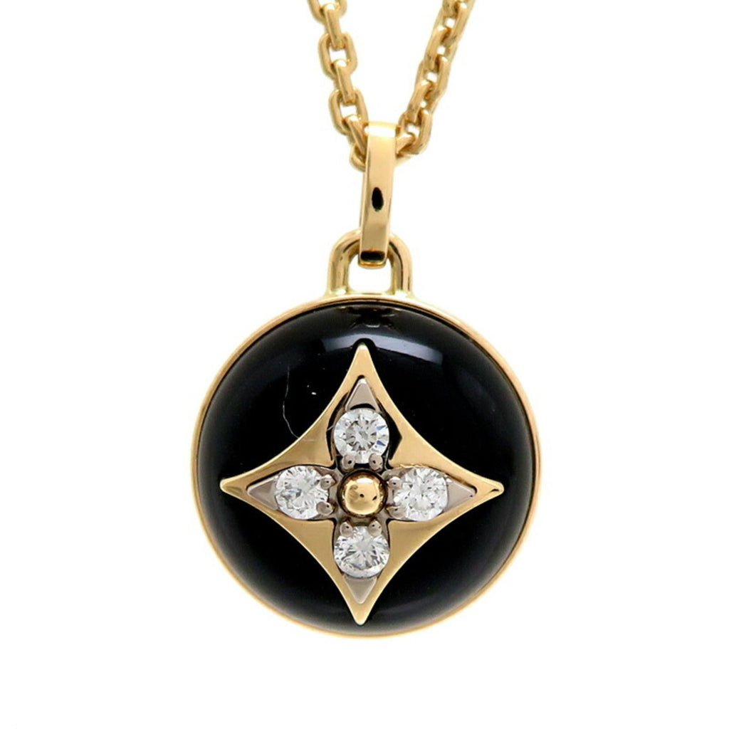 Pendant Necklace Yellow Gold Diamond and Onyx