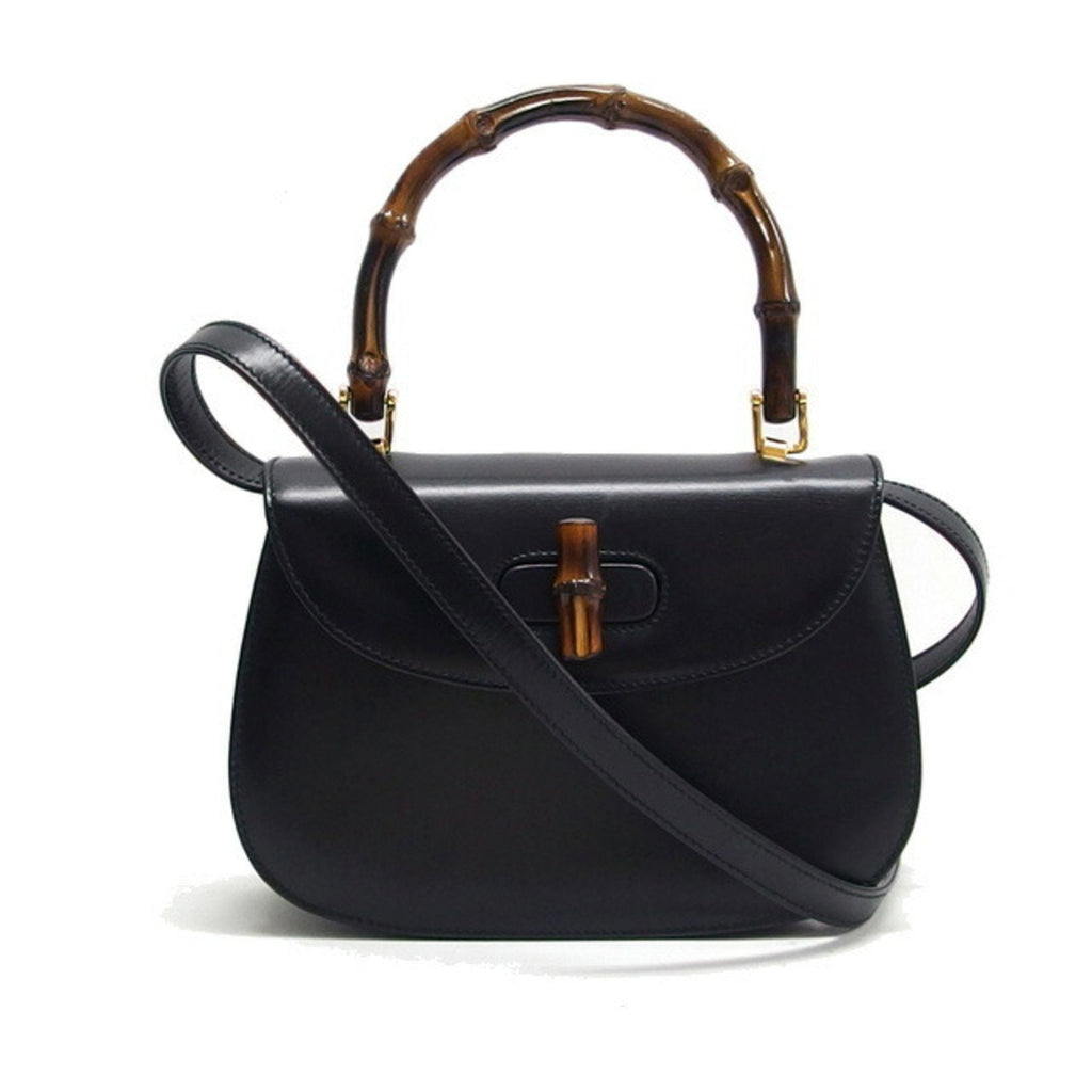 Vintage Convertible Bamboo Top Handle Bag Leather Small