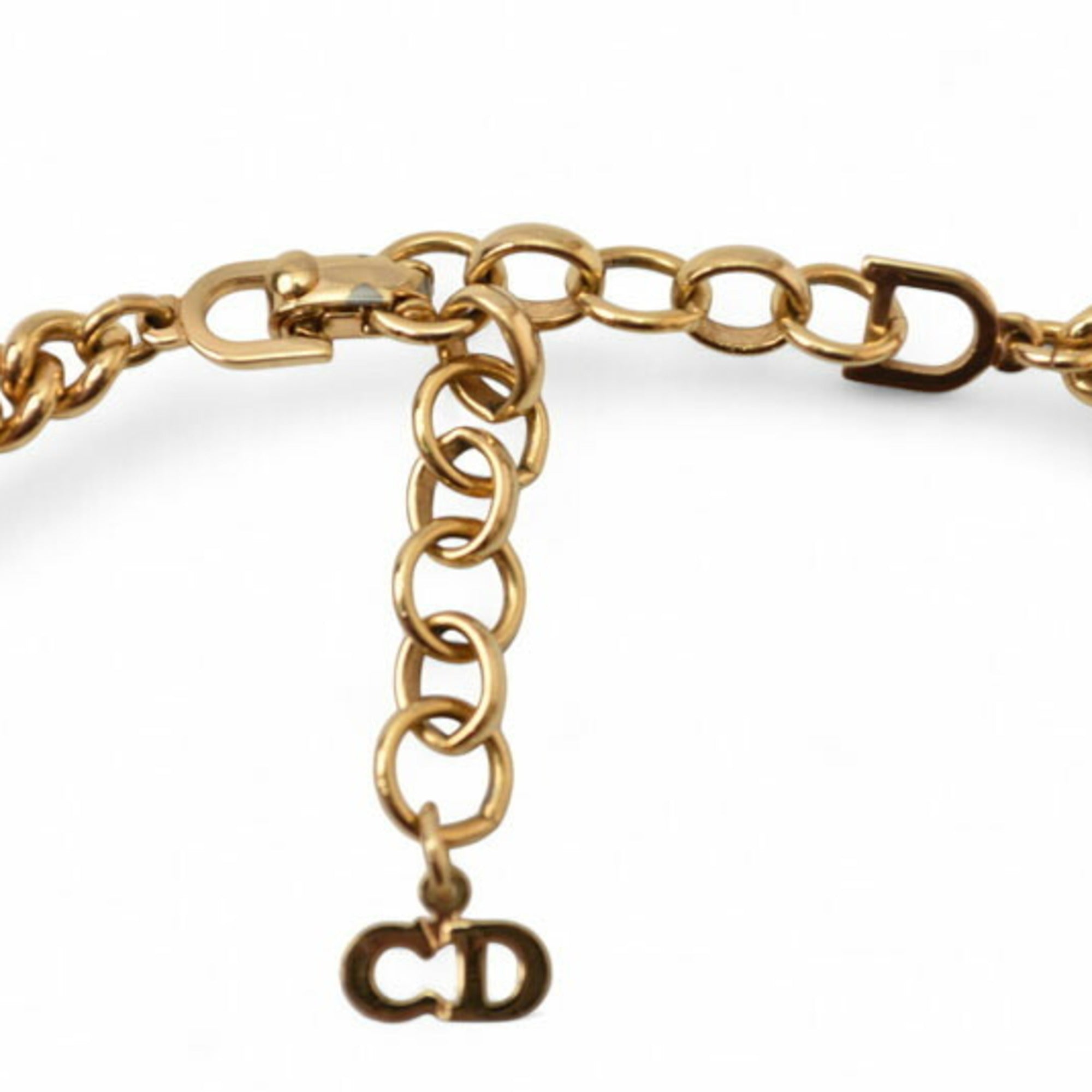 Pendant Necklace Gold With Rhinestones