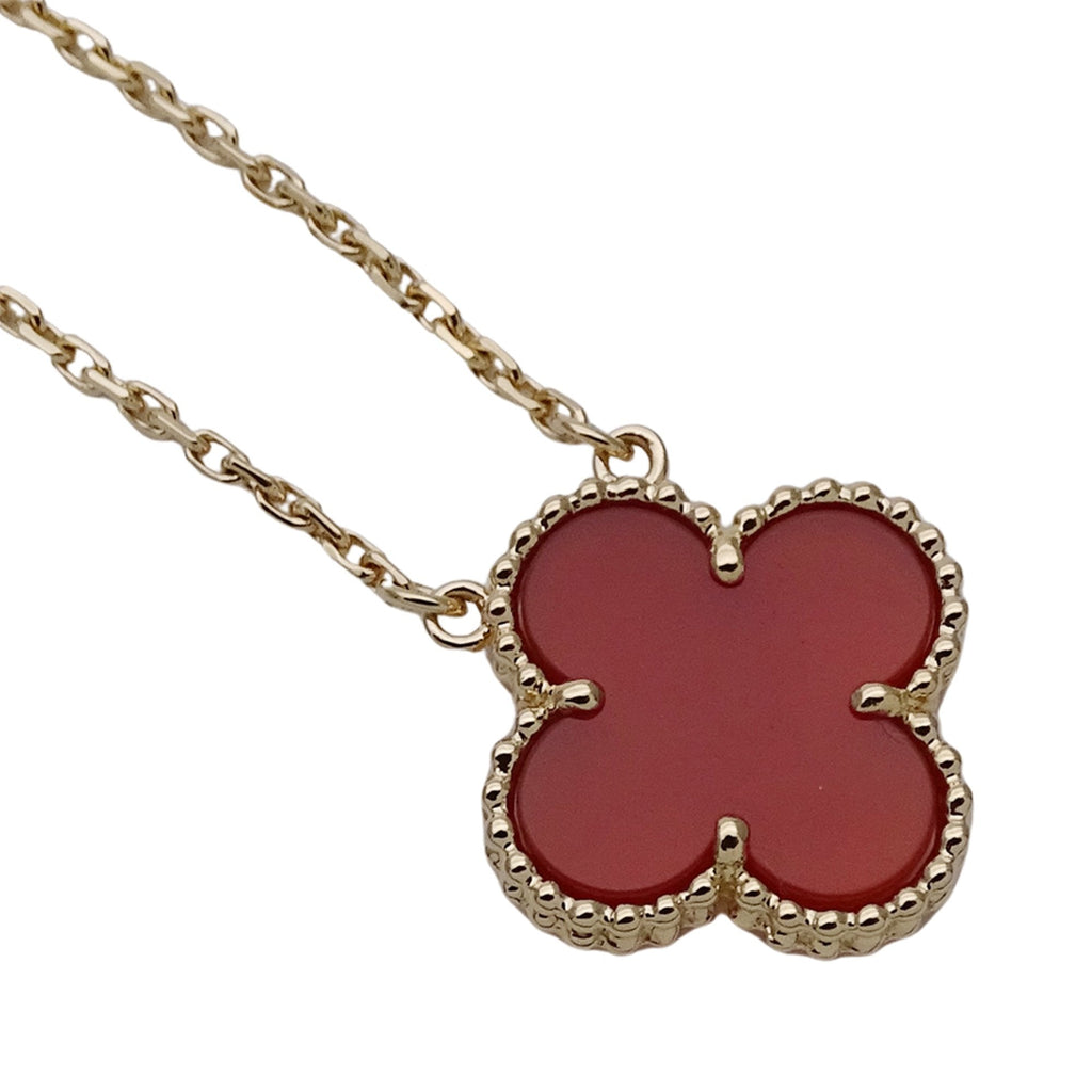 Vintage Alhambra Pendant Necklace 18K Yellow Gold and Carnelian