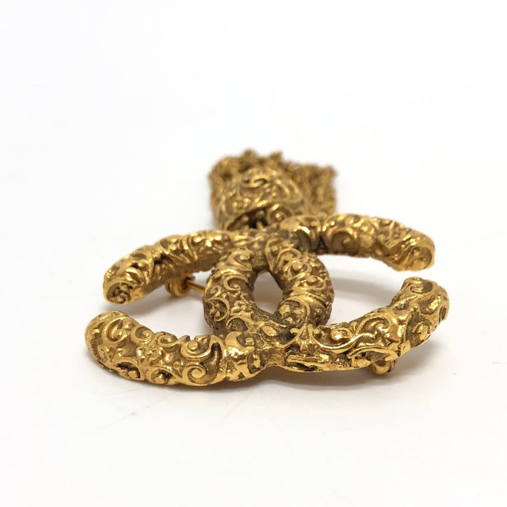 CC Logo Brooch Gold-Tone Metal
