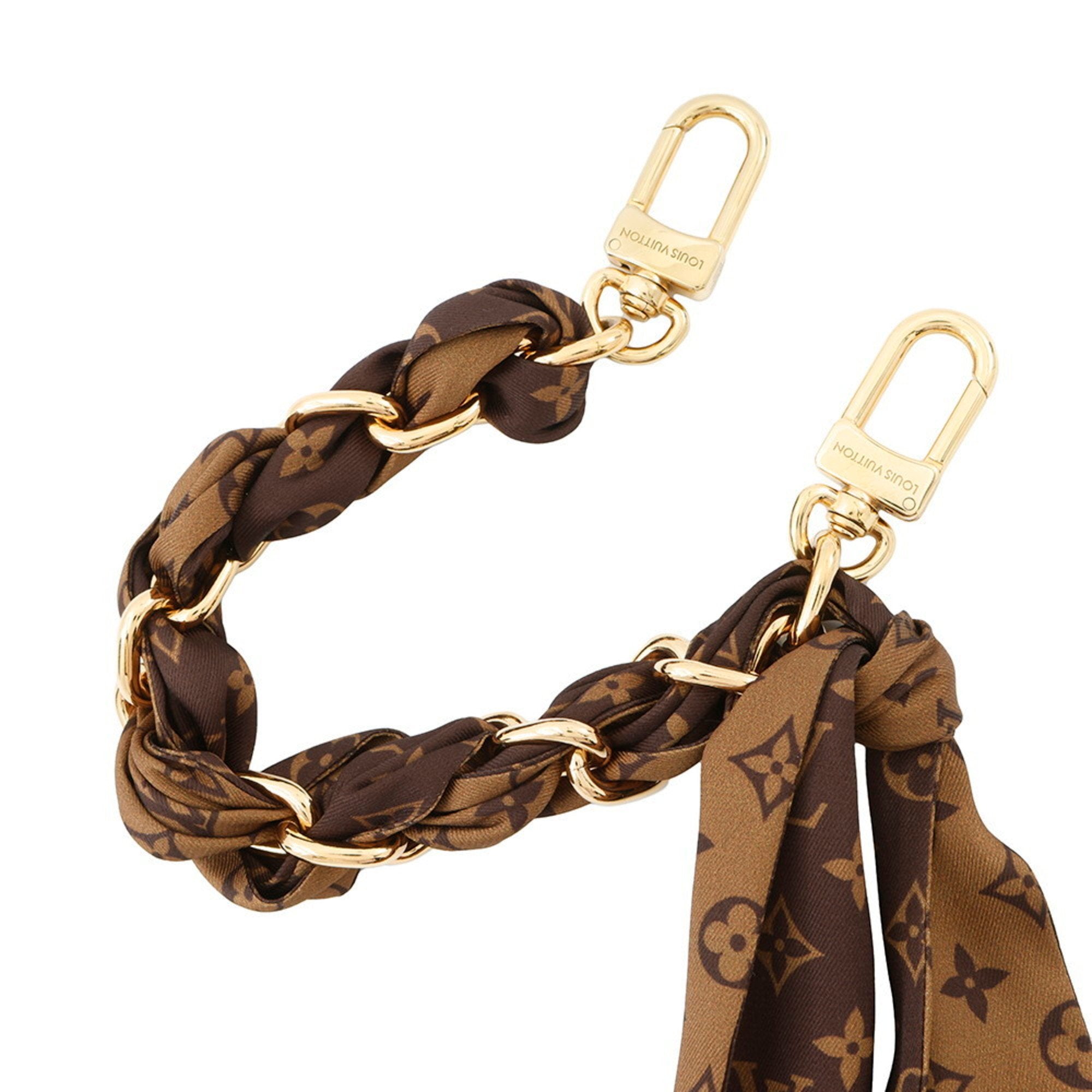 Monogram Chain Fleur Charm Metal and Silk Brown Handbag Charm
