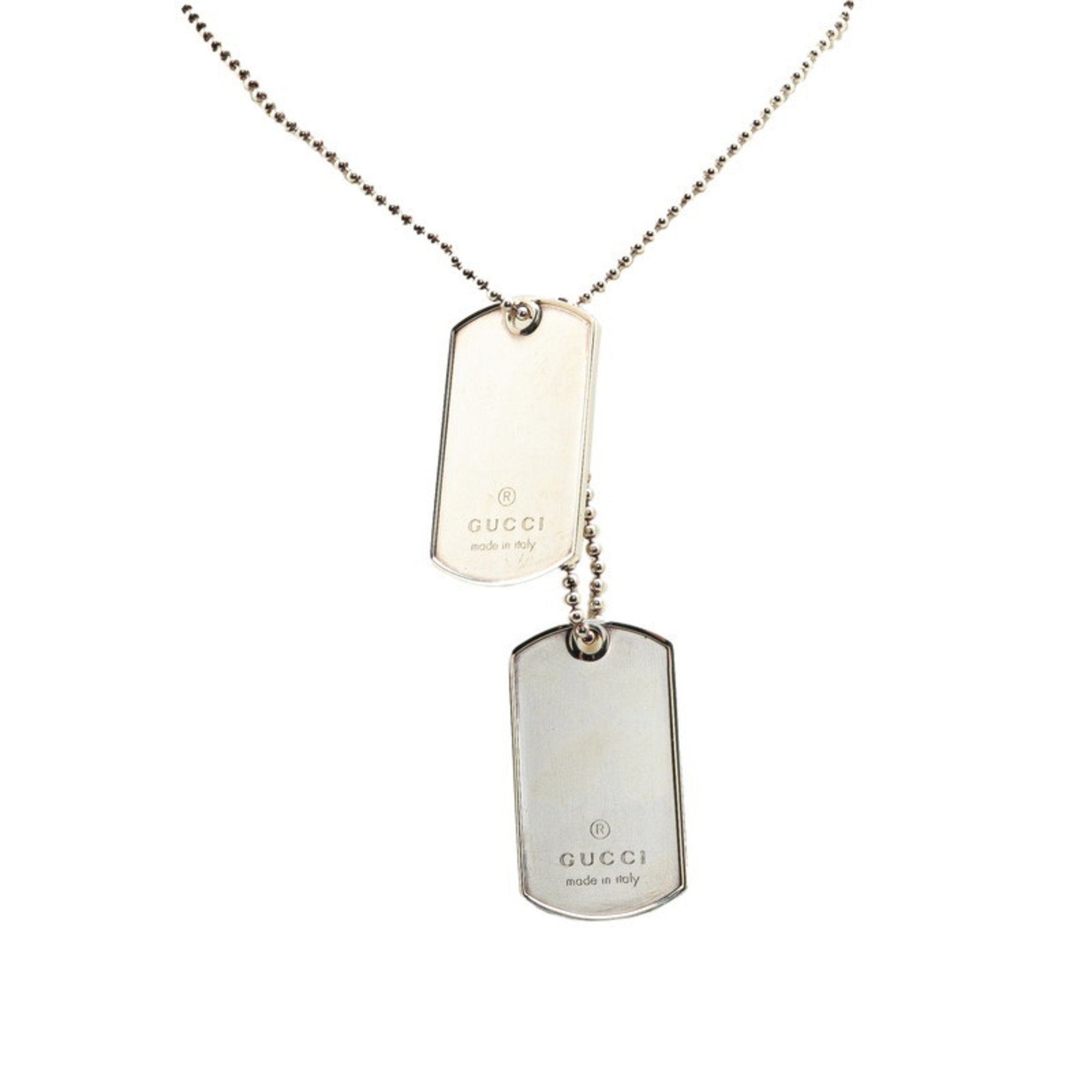Dog Tag ID Ball Chain Pendant Necklace Sterling Silver