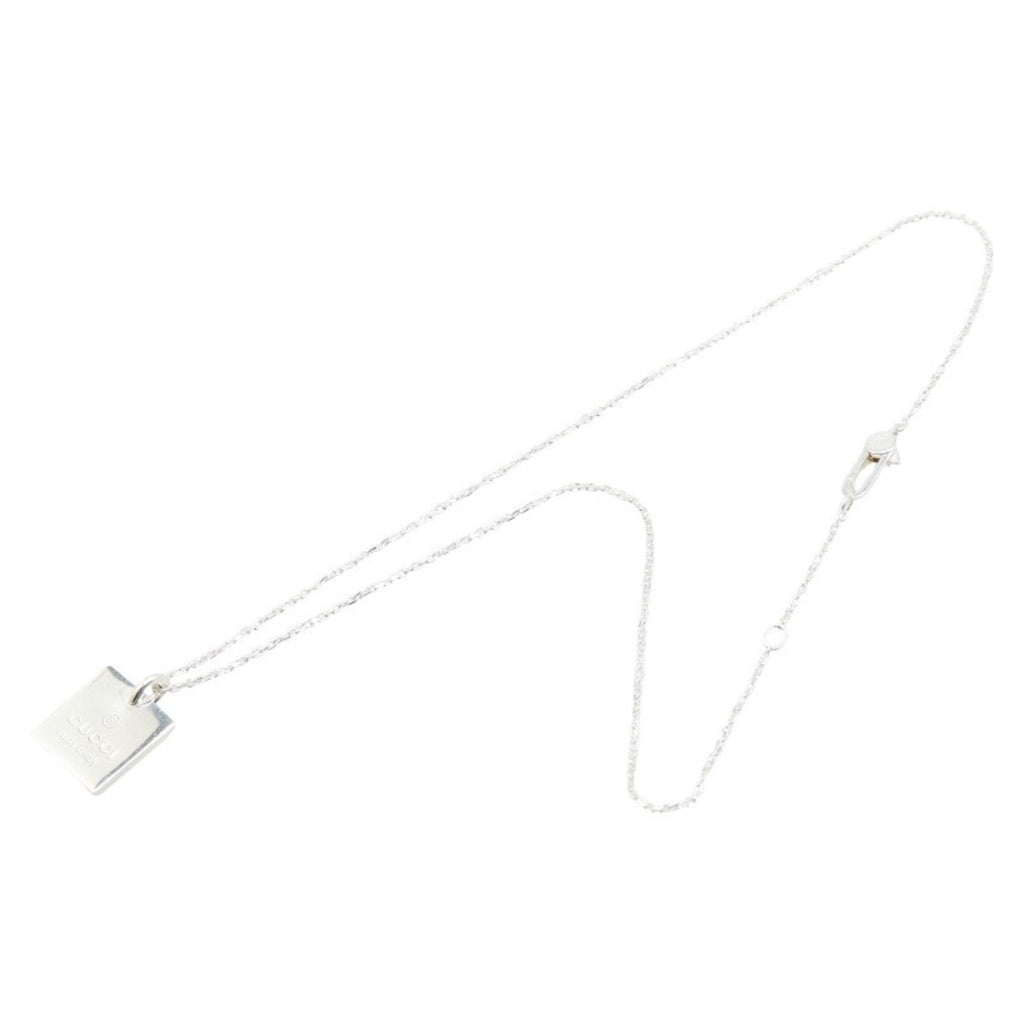 Square Plate Pendant Necklace Sterling Silver