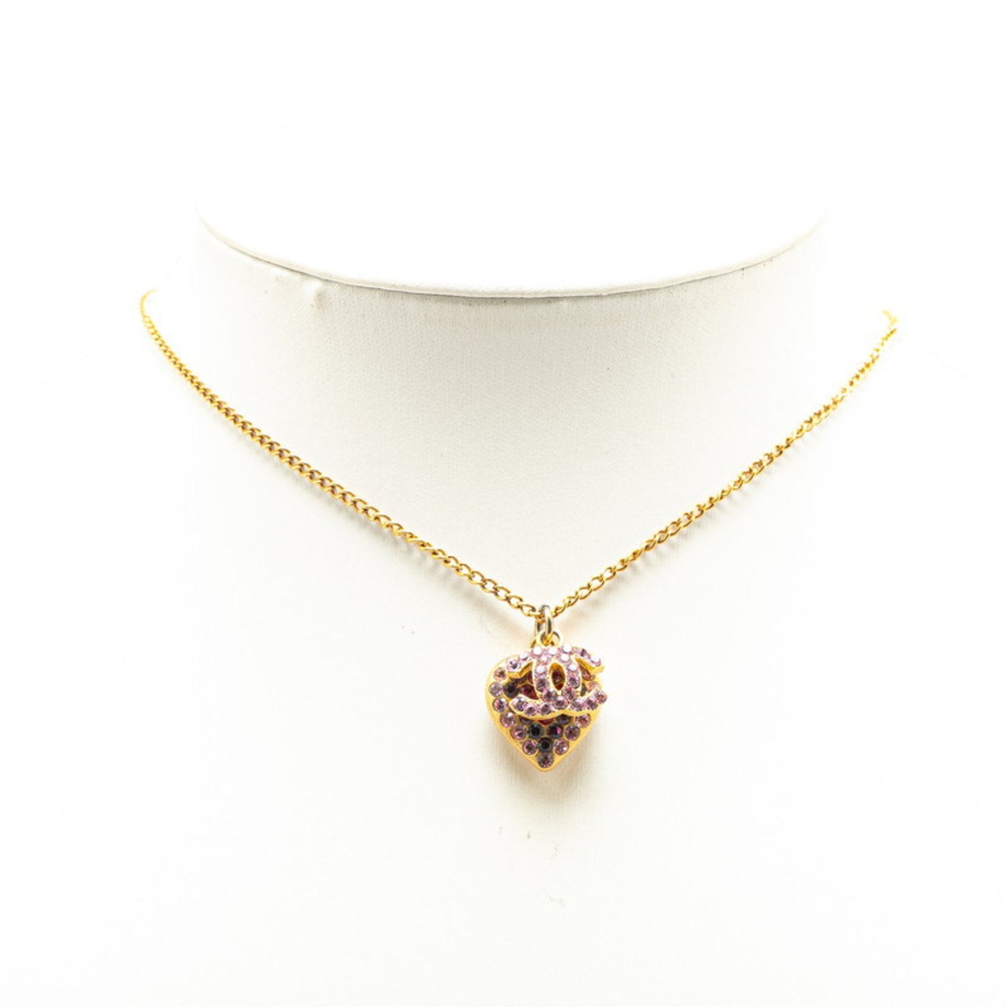 CC Logo Heart Pendant Necklace Metal