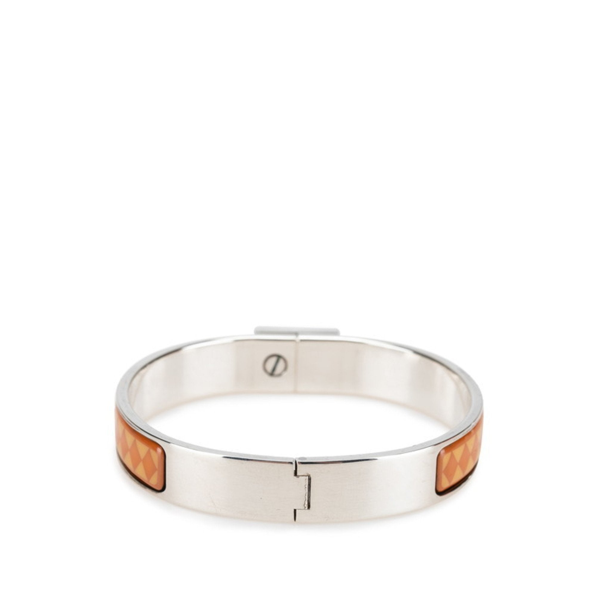 Enamel Bracelet Metal Beige Brown Silver