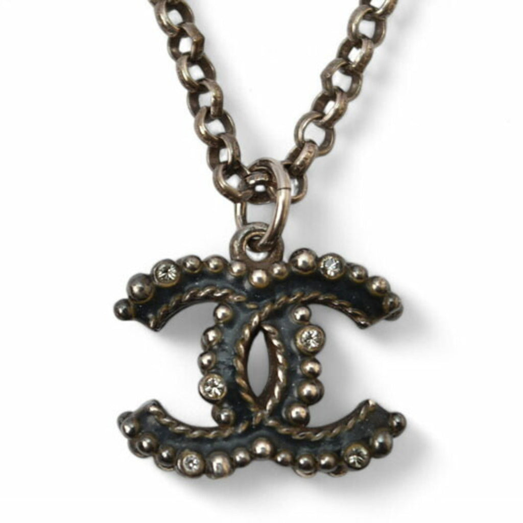 Pendant Necklace Gold and Rhinestone