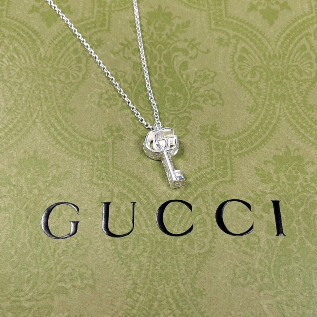 Double G Key Arabesque Pendant Necklace Sterling Silver