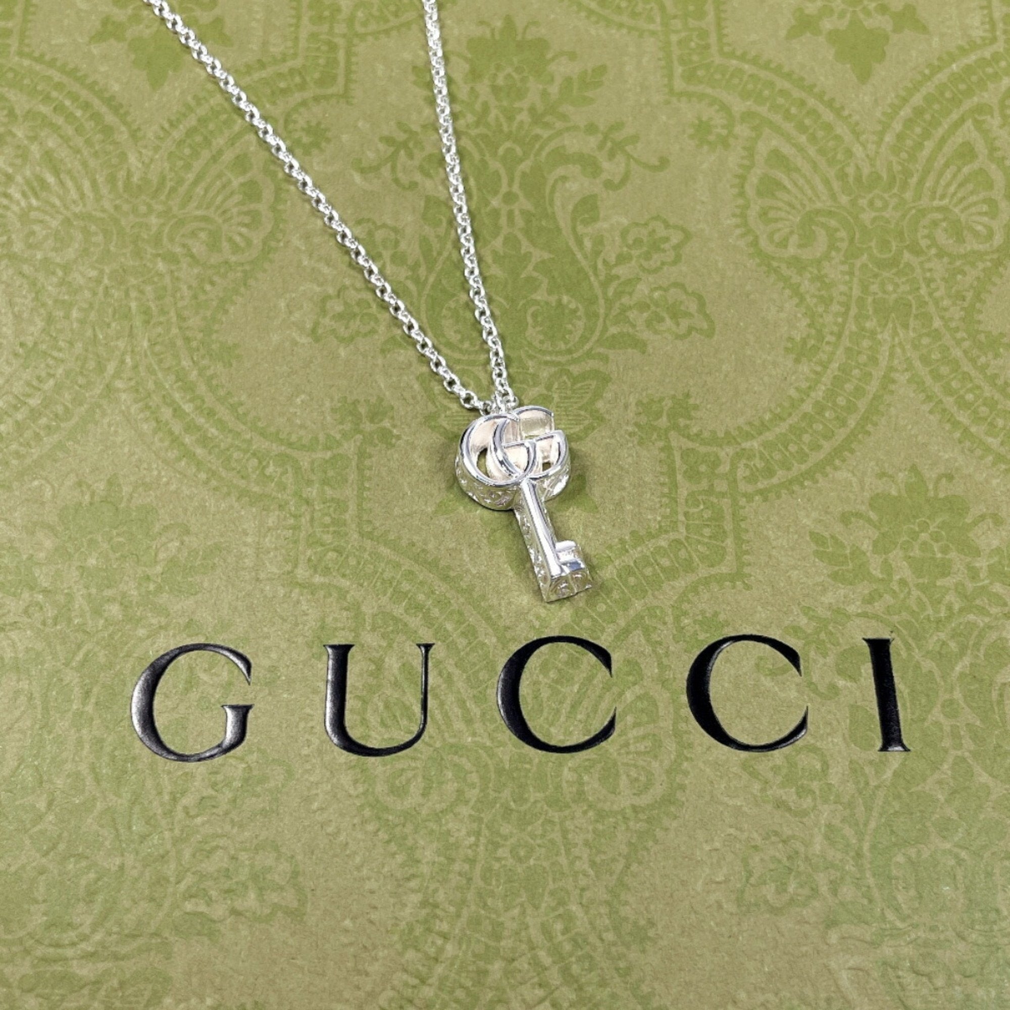 Double G Key Arabesque Pendant Necklace Sterling Silver