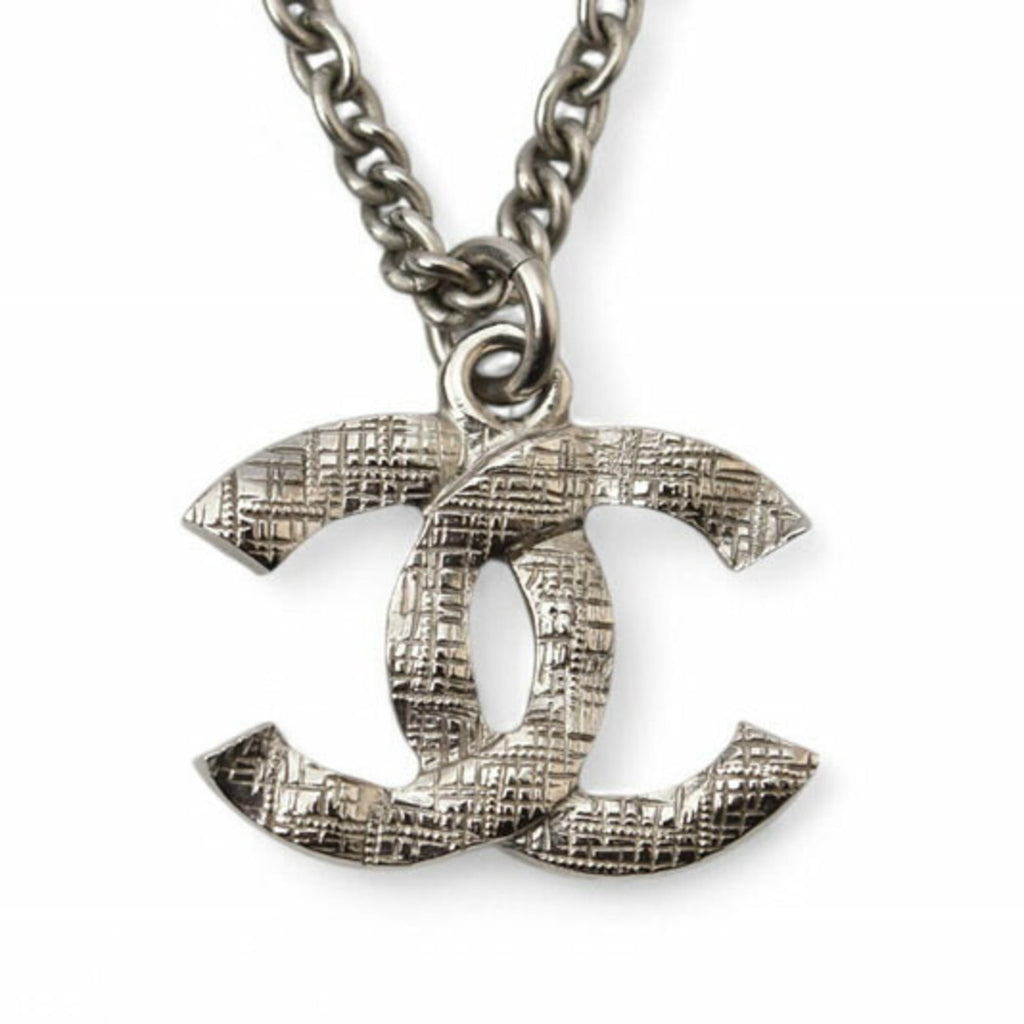 CC Logo Pendant Necklace Silver-Tone Metal