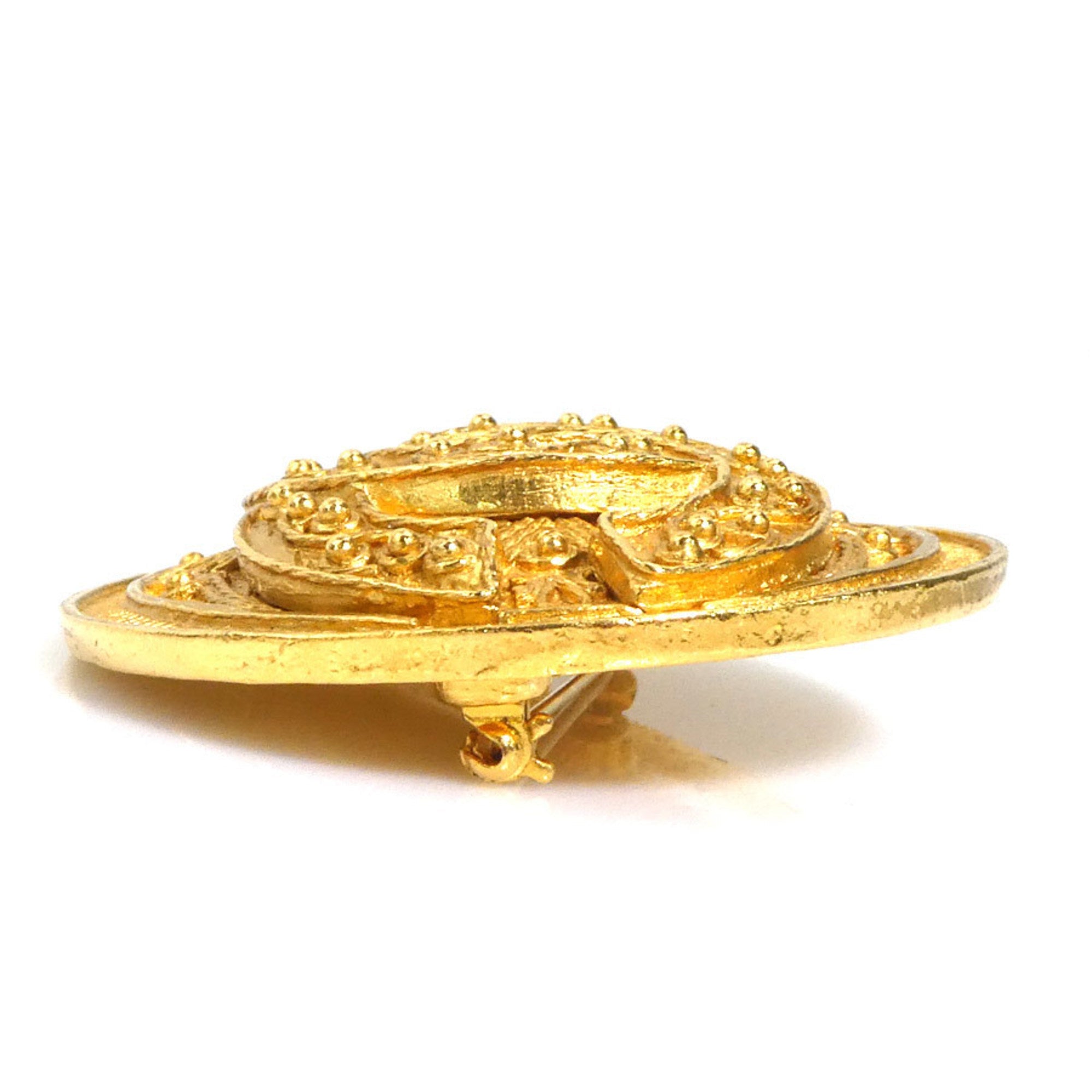CC Logo Brooch Gold-Tone Metal