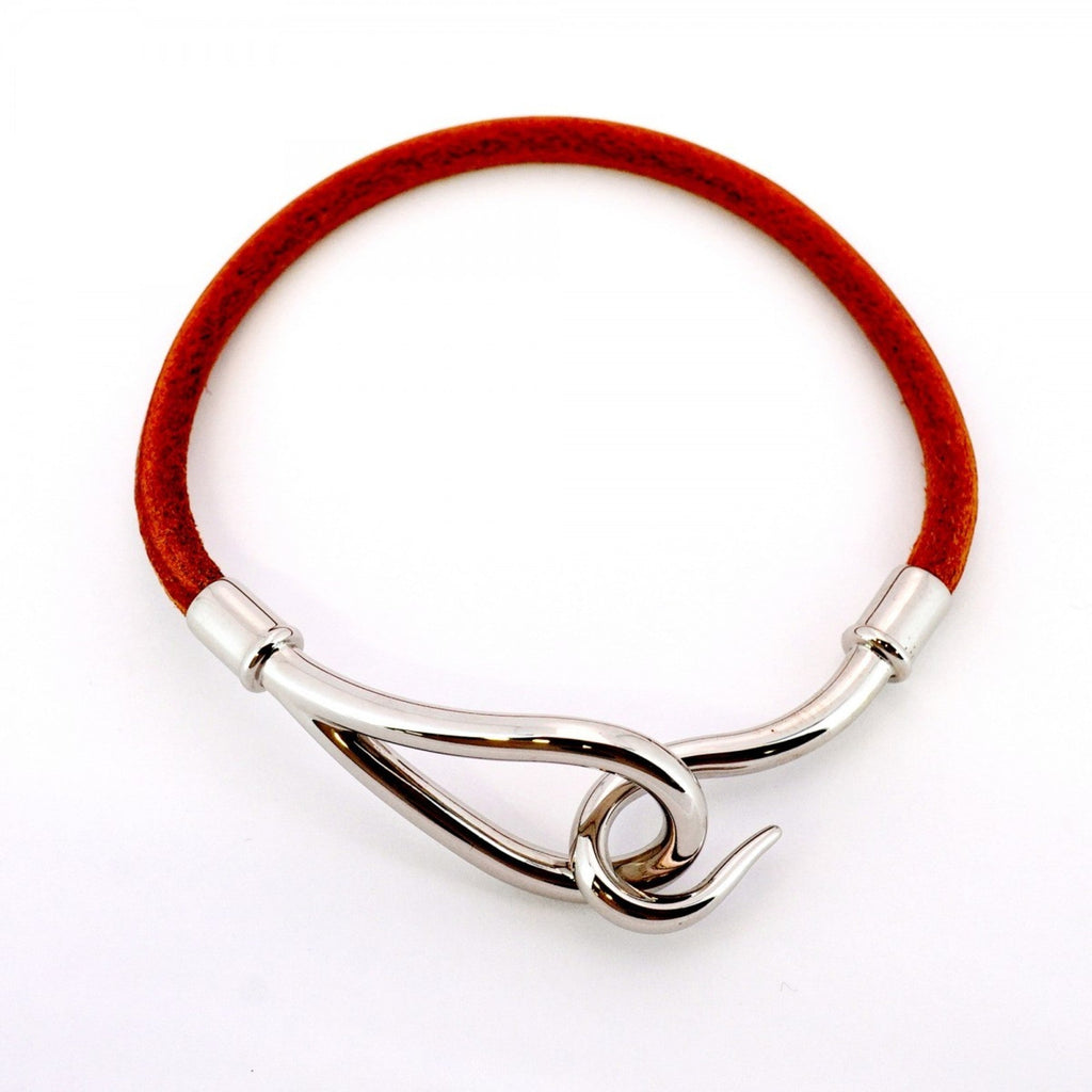 Bracelet Leather and Metal Brown and Silver