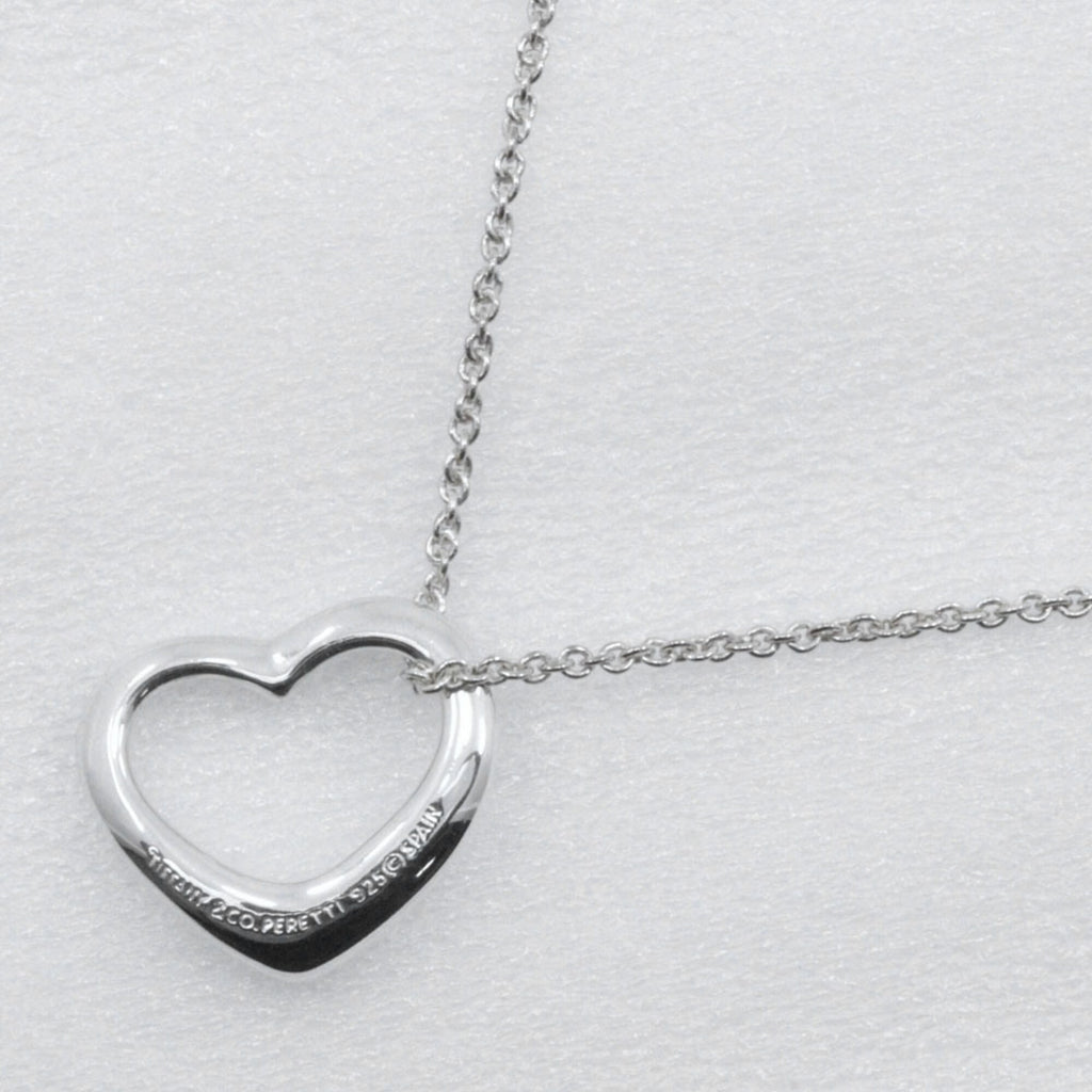 Open Heart Pendant Necklace Sterling Silver 14mm