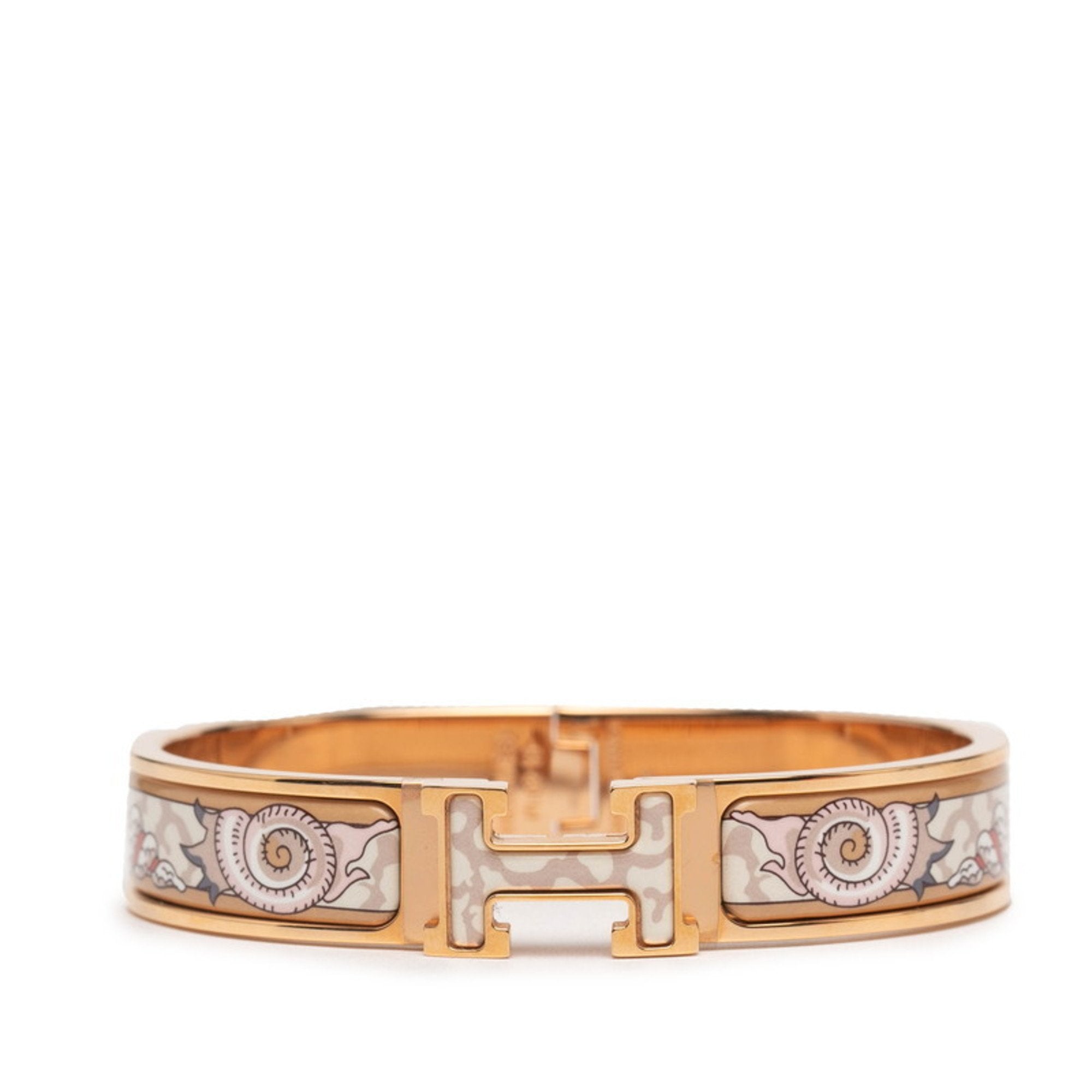 H Motif Bangle Pink Gold White and Multi-Color Plating Bracelet