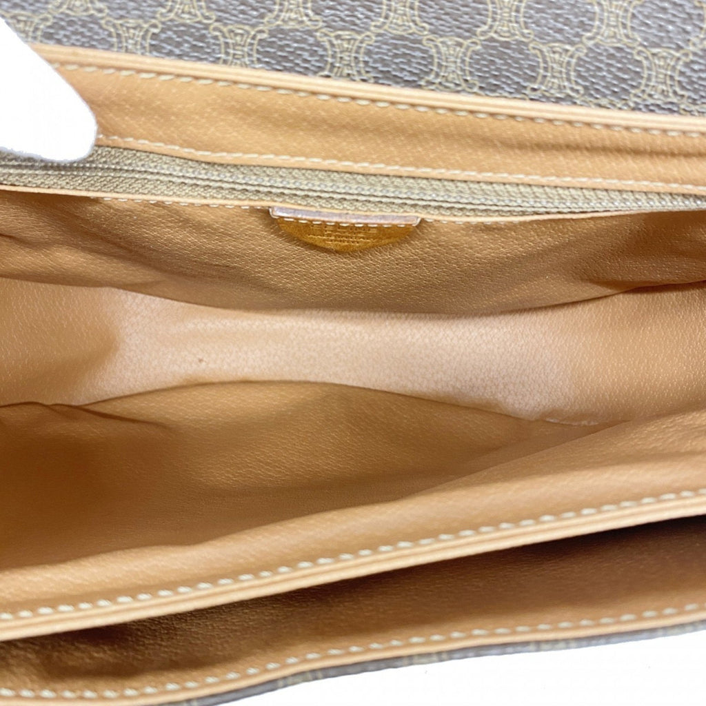 Vintage Saddle Flap Shoulder Bag Macadam Coated Canvas Small
