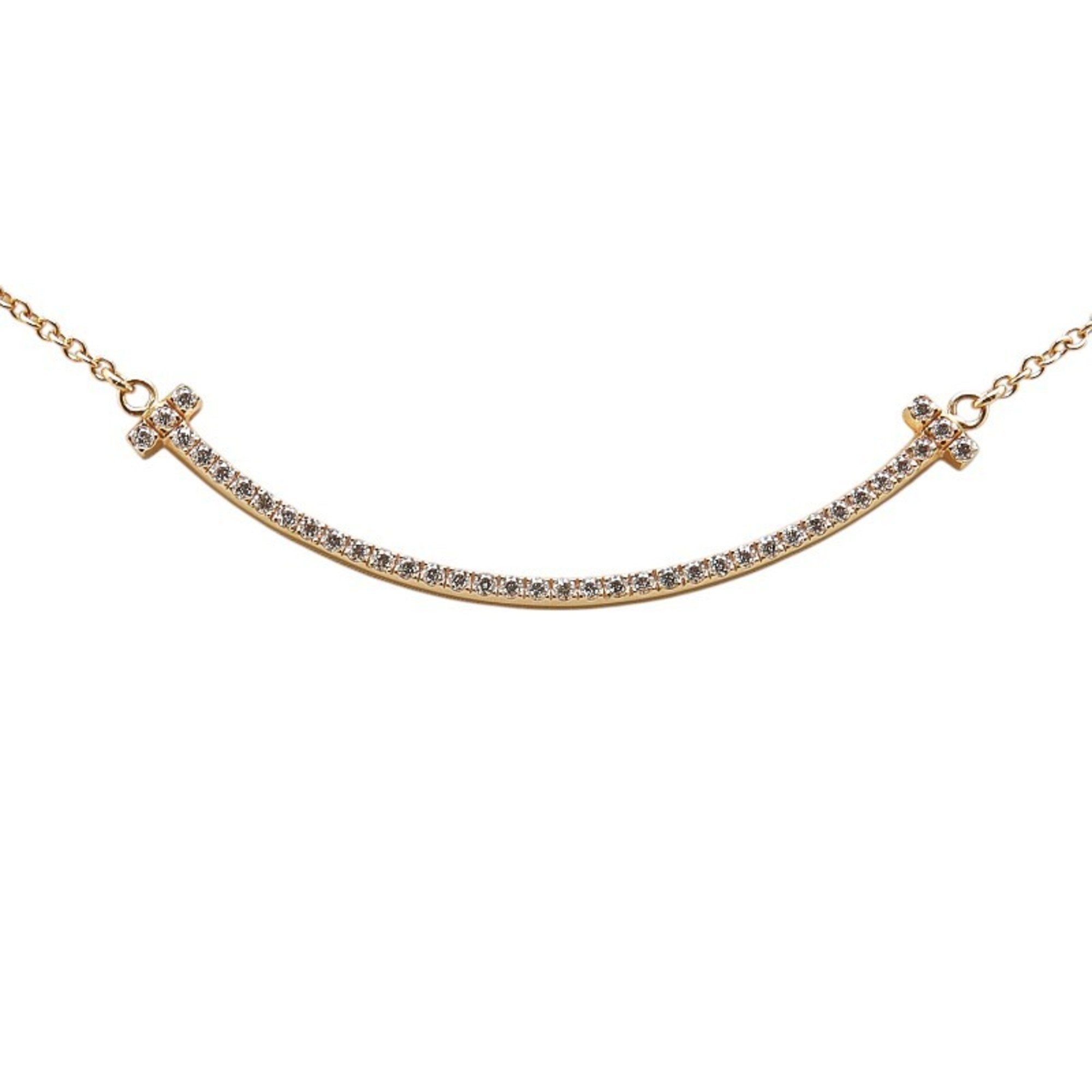 T Smile Pendant Necklace 18K Rose Gold with Diamonds