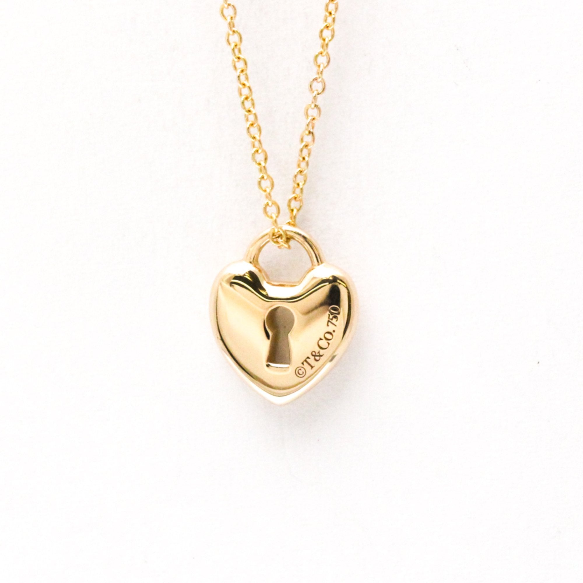 Heart Lock Key Pendant Necklace 18K Rose Gold