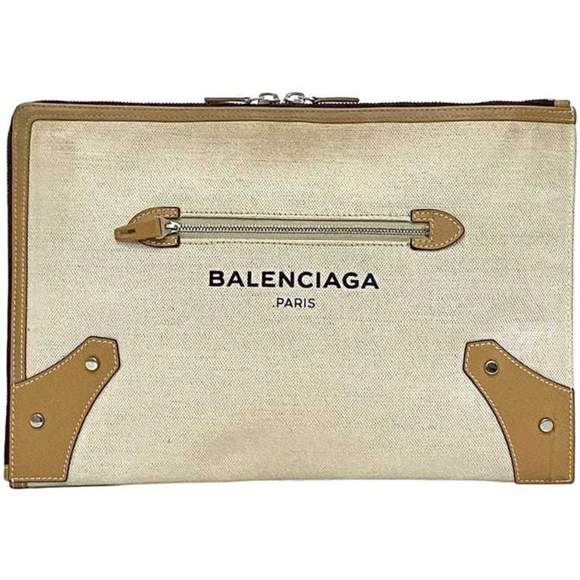Navy Cabas Canvas with Leather Large