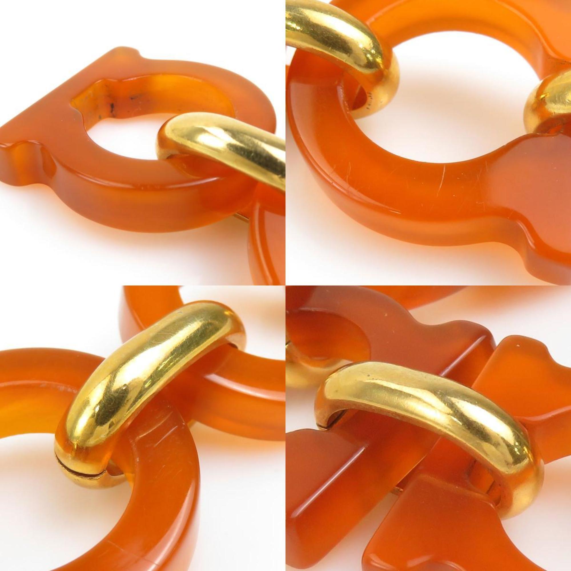Gancini Bracelet Metal and Plastic Brown and Gold