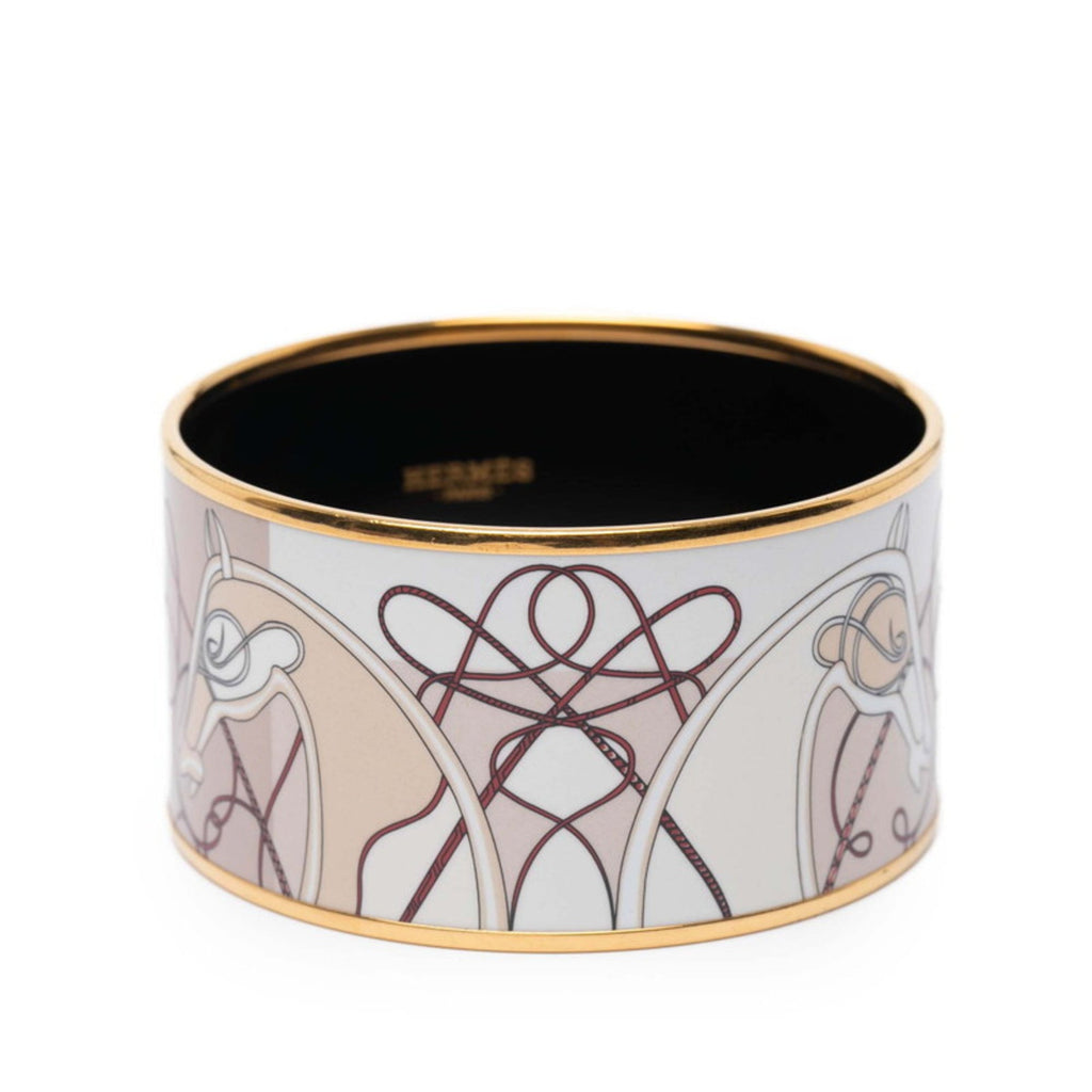Coup de Fouet Horsewhip Motif Bangle Beige Gold Multicolor Bracelet