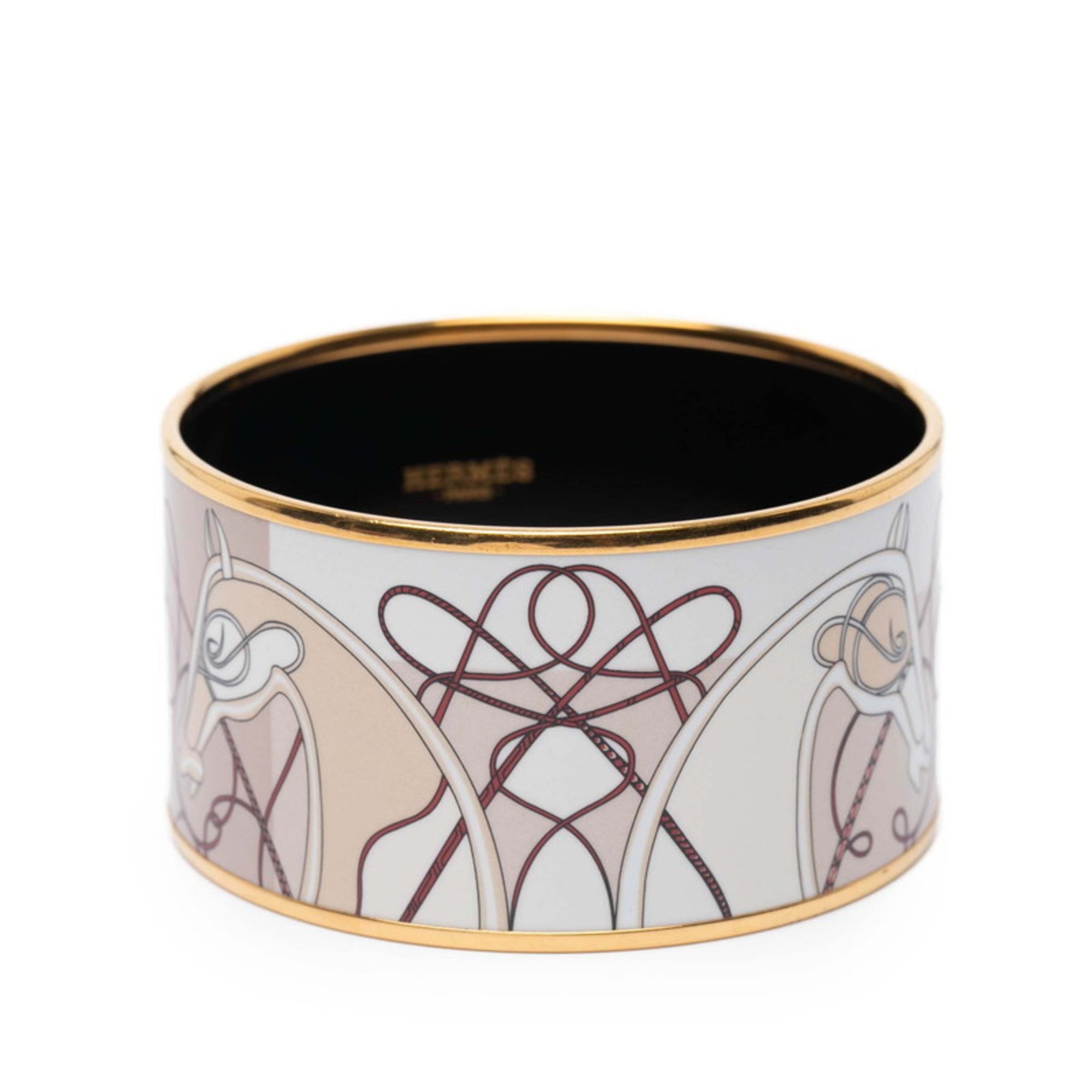 Coup de Fouet Horsewhip Motif Bangle Beige Gold Multicolor Bracelet