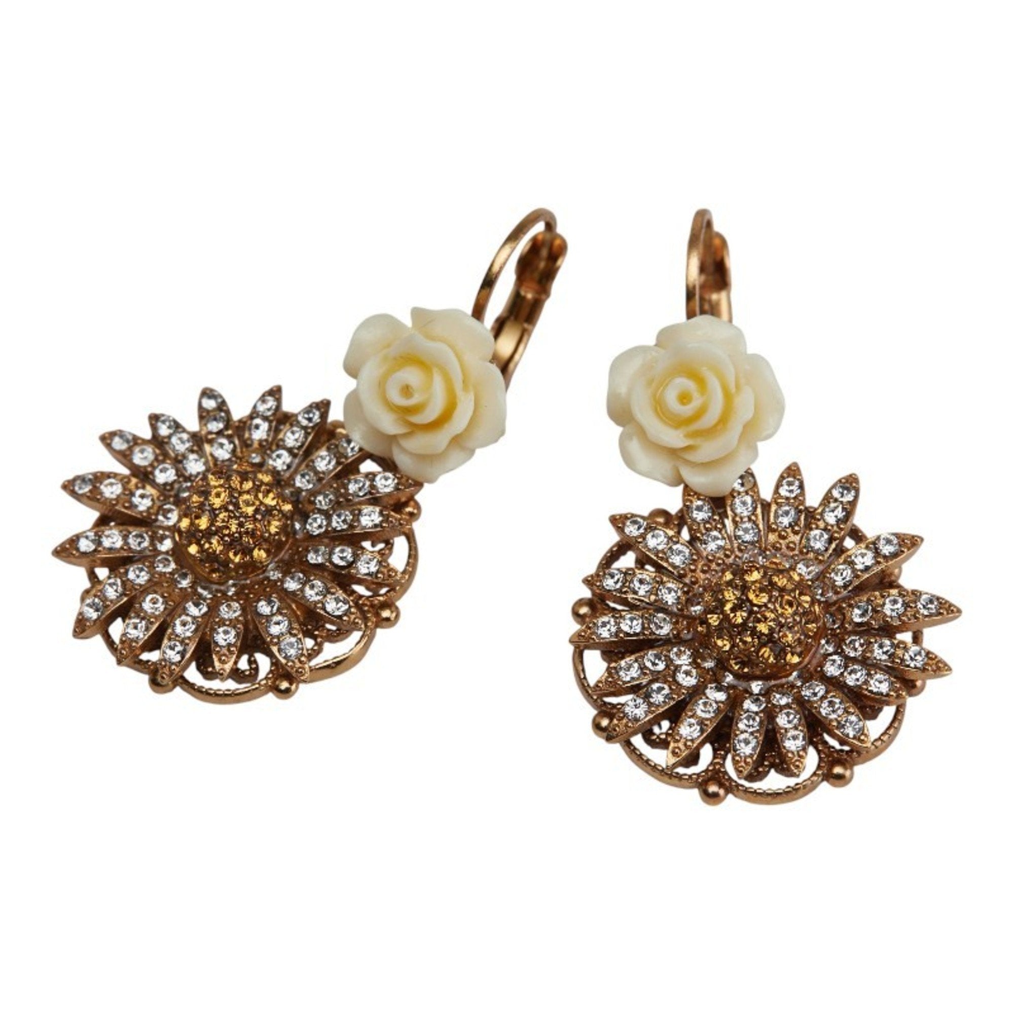 Rhinestone Clip-On Earrings Gold Plated and Rhinestone