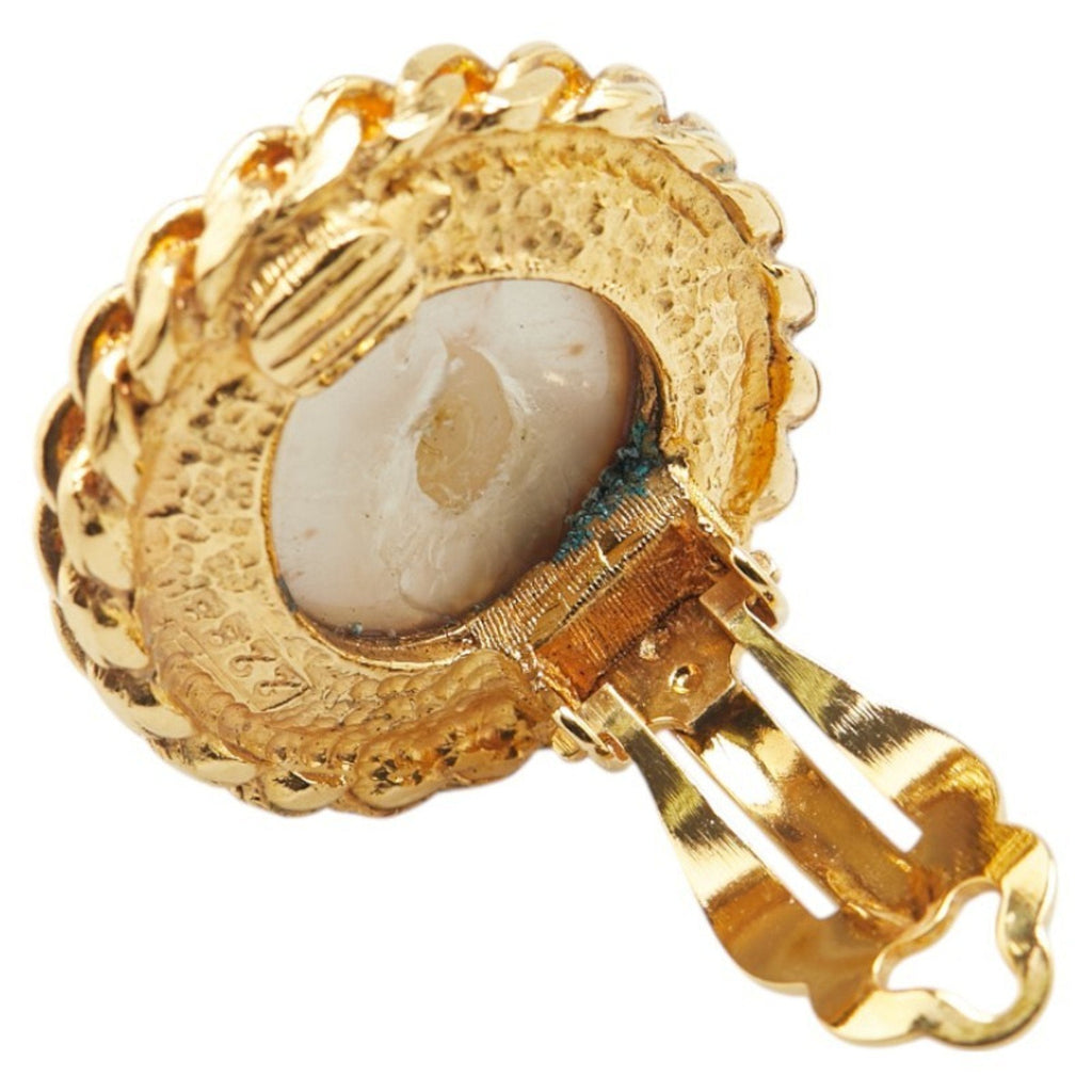 Vintage Earrings Pearl Gold-Tone Metal