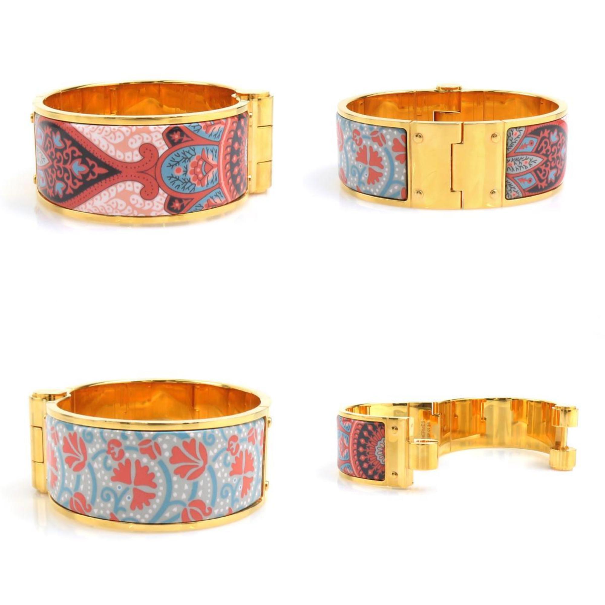 Bracelet Enamel and Metal Blue Gold Pink