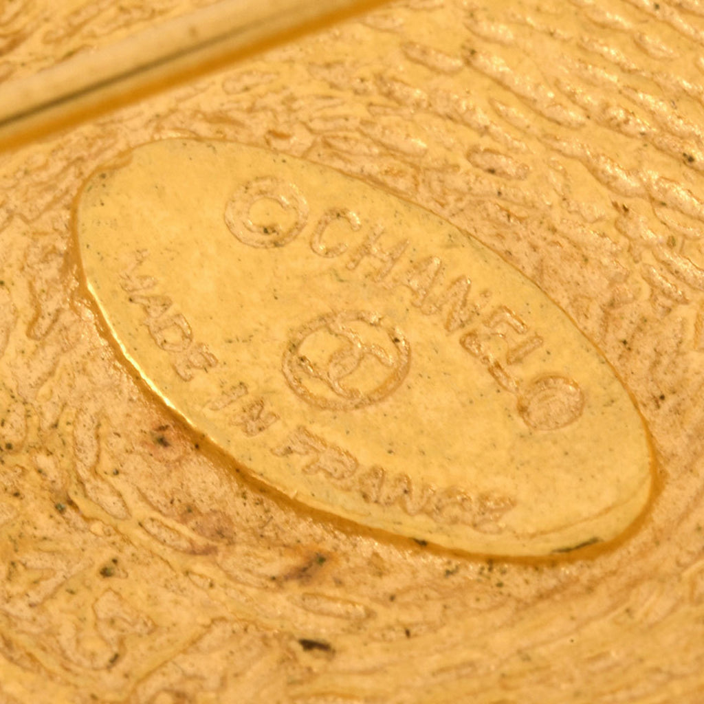 CC Logo Round Brooch Gold-Tone Metal