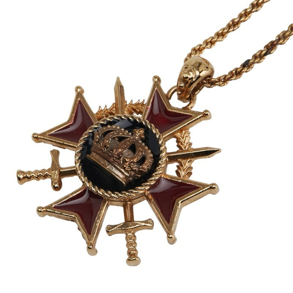 Crown Medal Pendant Necklace Gold