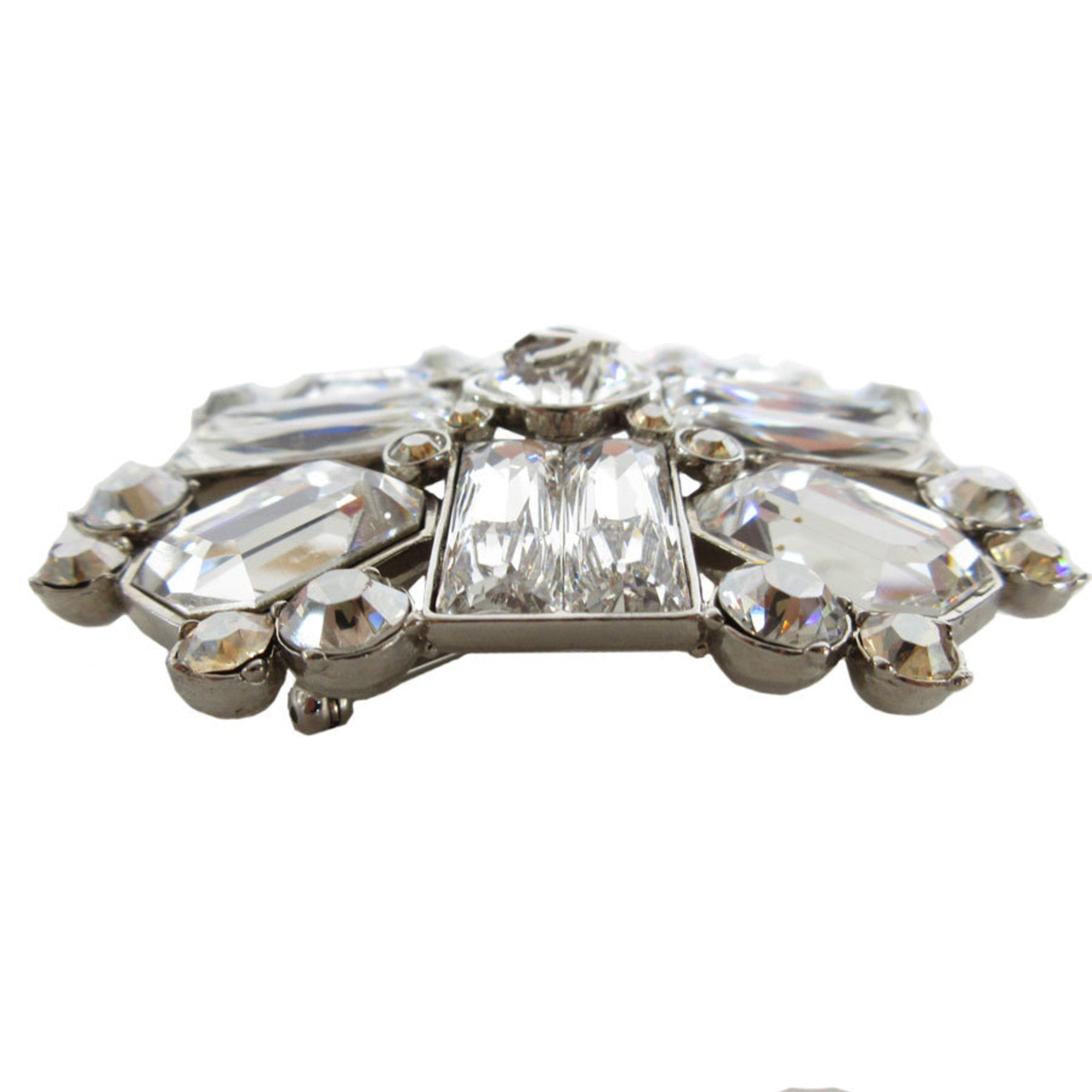 CC Logo Brooch Silver-Tone Metal