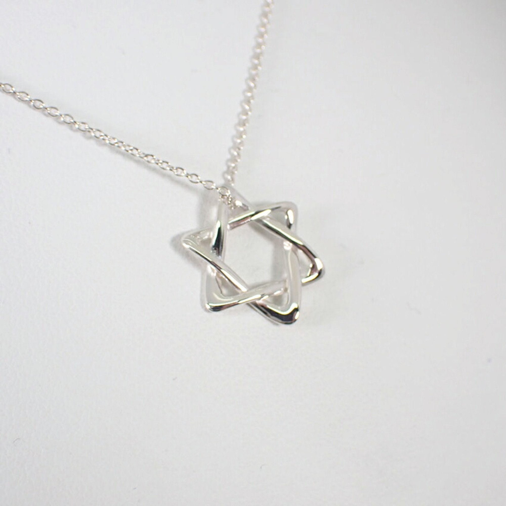 Star Of David Pendant Necklace Sterling Silver