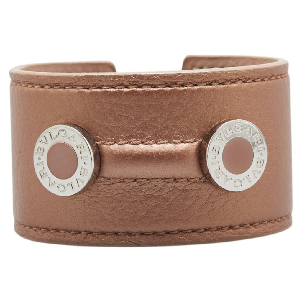 Bracelet Leather and Metal Beige Silver
