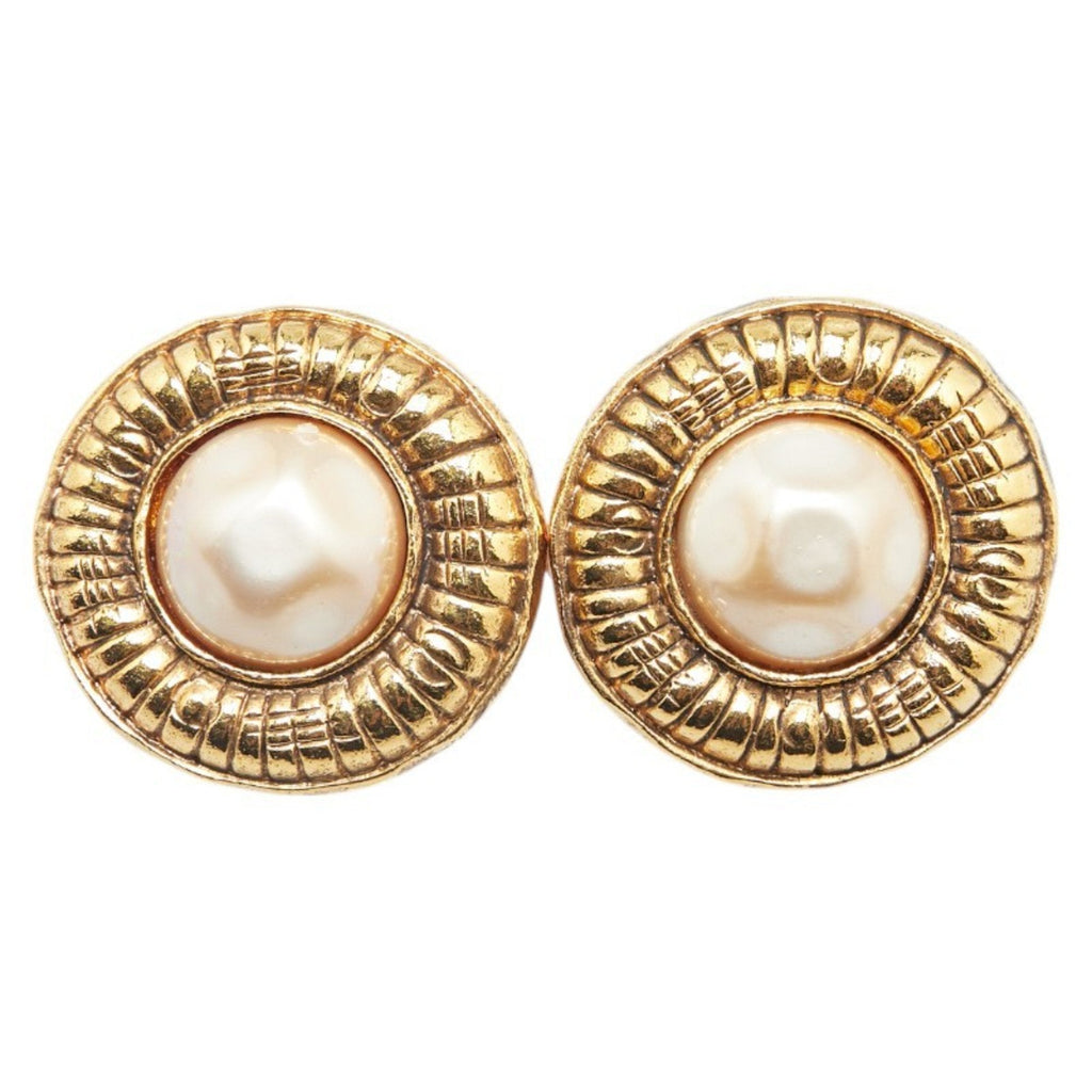 Earrings Pearl Gold-Tone Metal