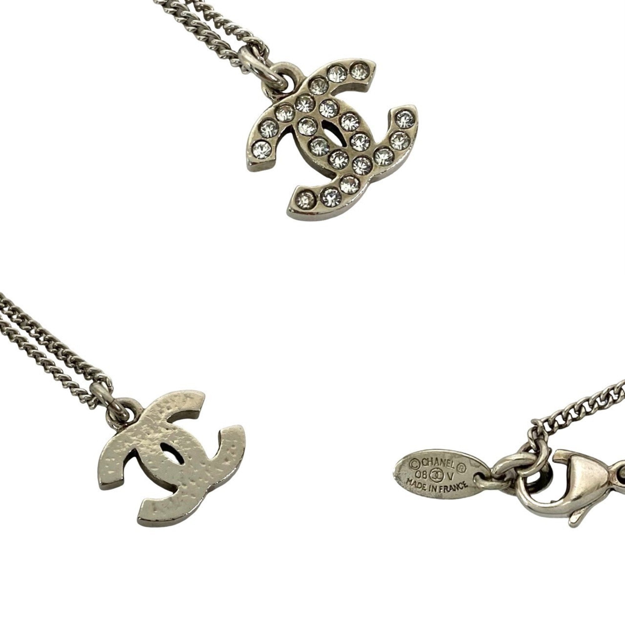 CC Logo Pendant Necklace Silver-Tone Metal