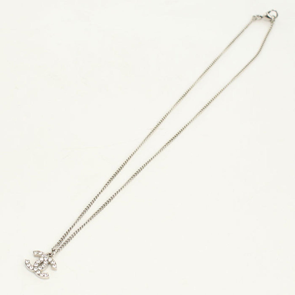 CC Logo Pendant Necklace Silver-Tone Metal