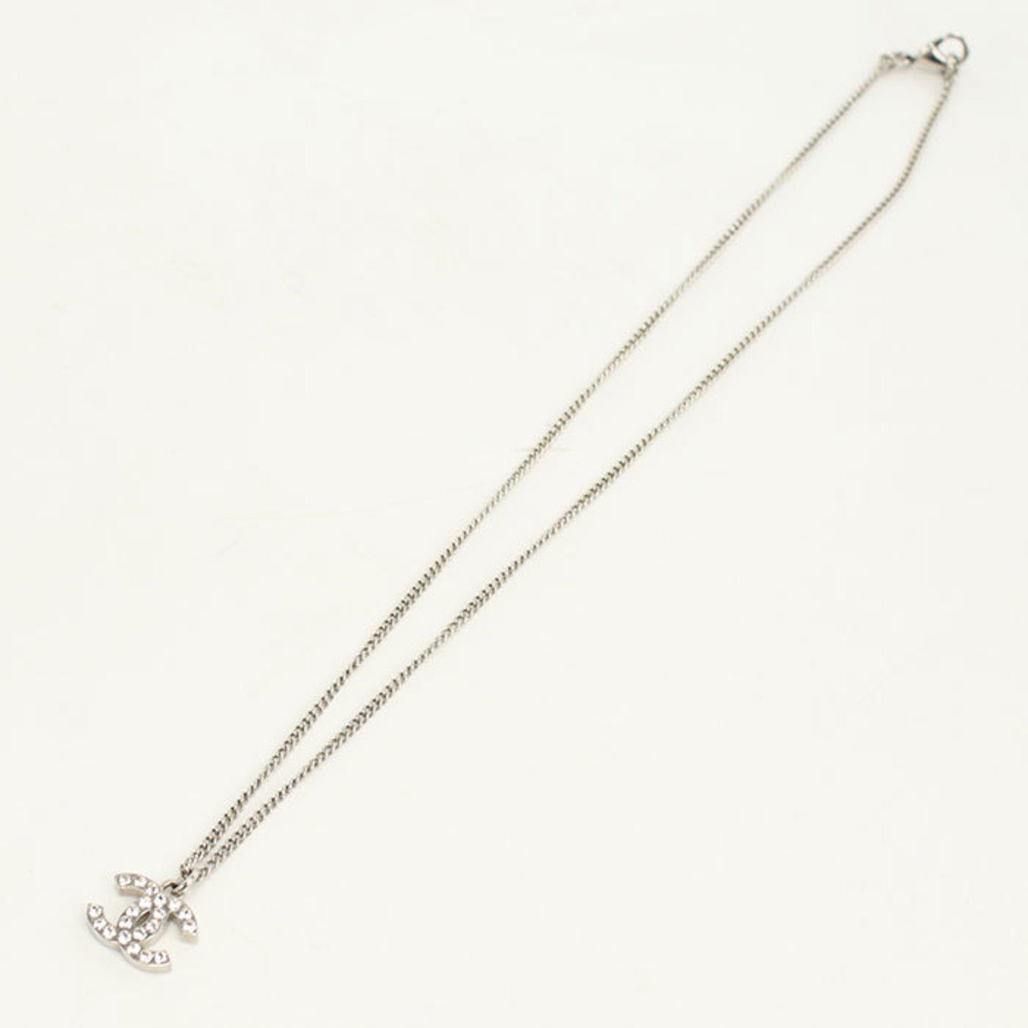 CC Logo Pendant Necklace Silver-Tone Metal