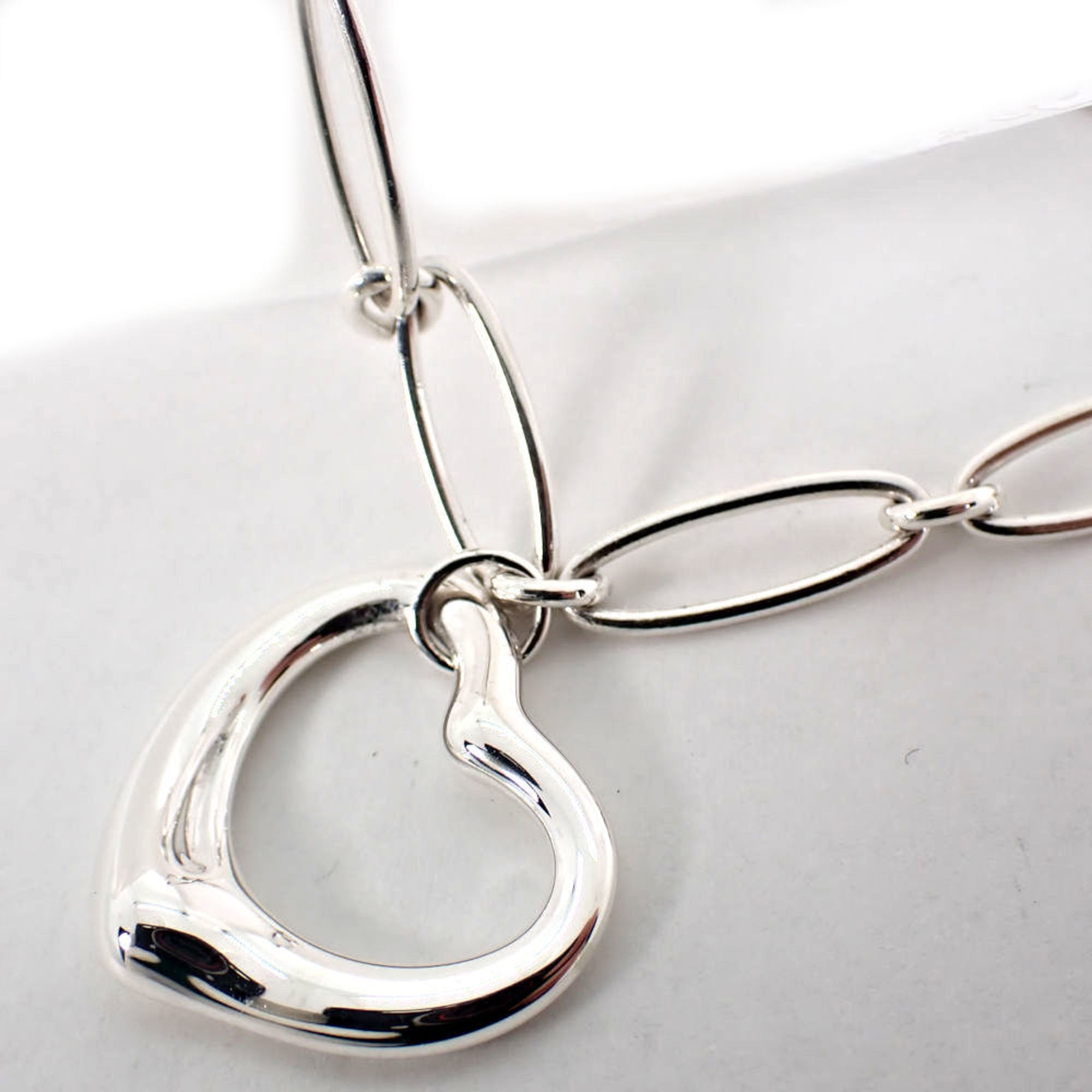 Heart Oval Link Chain Bracelet Sterling Silver