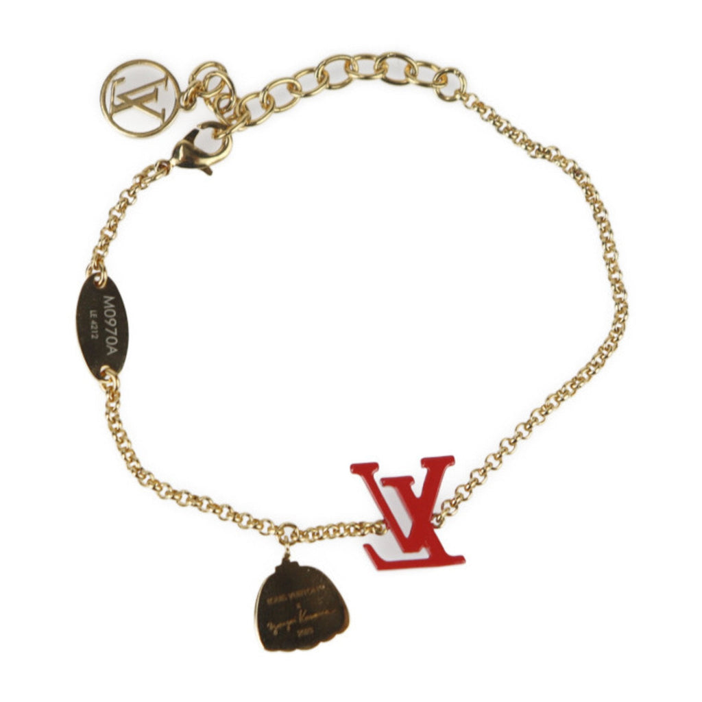 Charm Bracelet Metal Gold Red and White