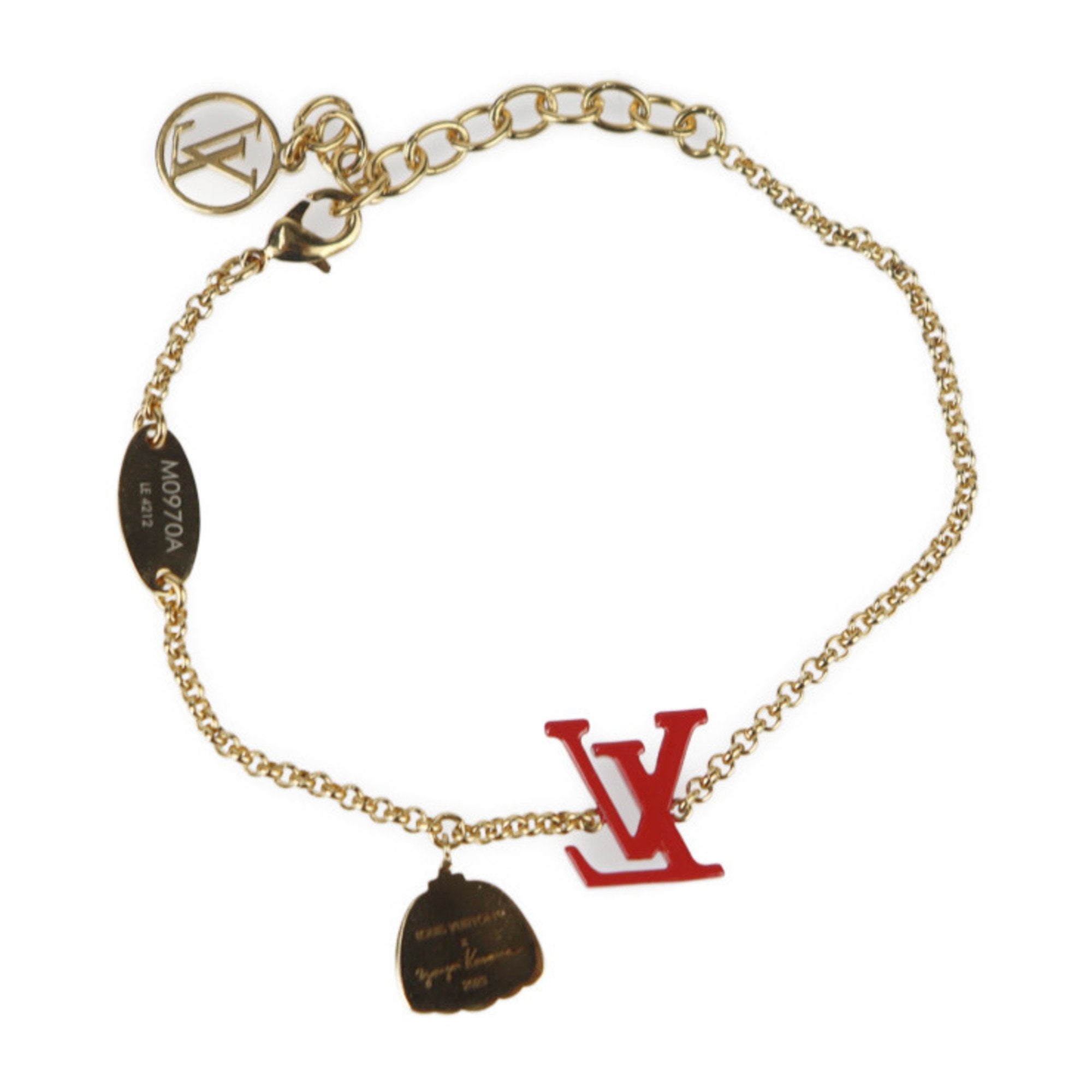 Charm Bracelet Metal Gold Red and White