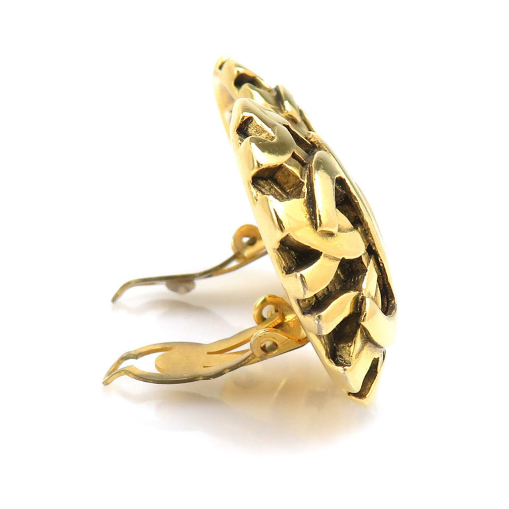 CC Logo Clip-On Earrings Gold-Tone Metal Gold-Tone Metal