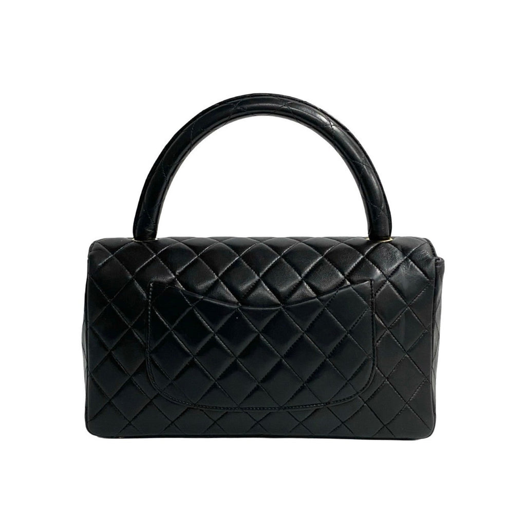 Vintage Twin Top Handle Flap Bag Quilted Lambskin Medium