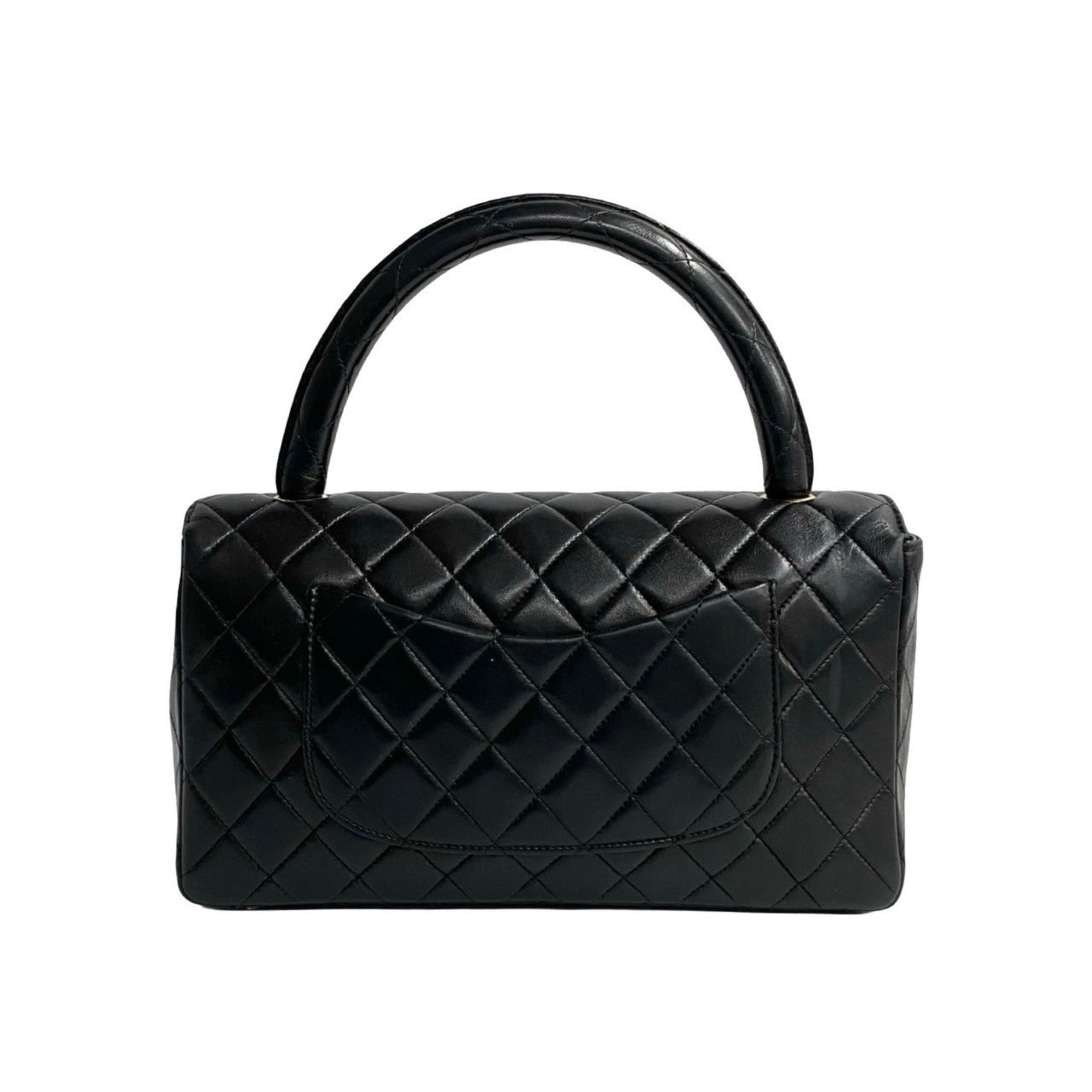 Vintage Twin Top Handle Flap Bag Quilted Lambskin Medium